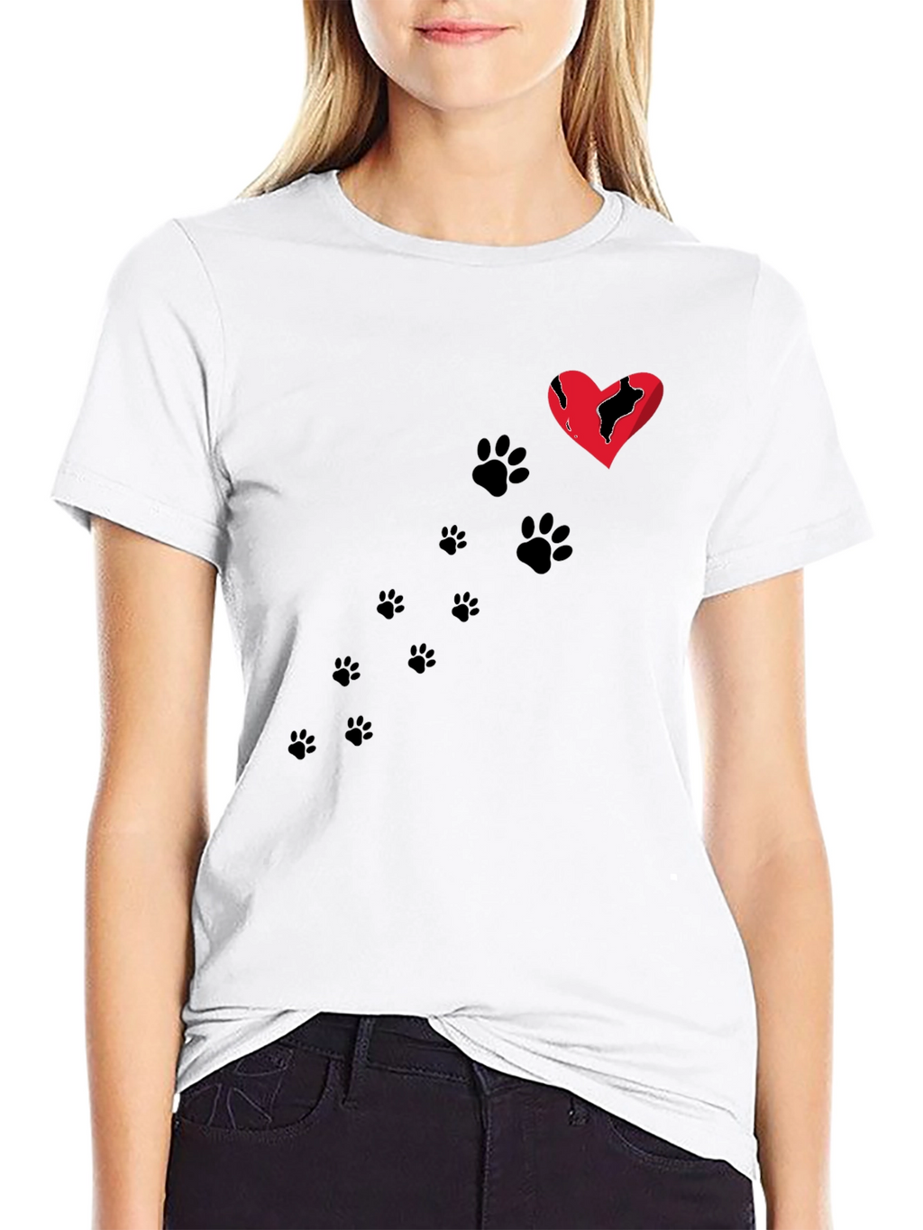 Broken Heart Paw Print T-Shirt