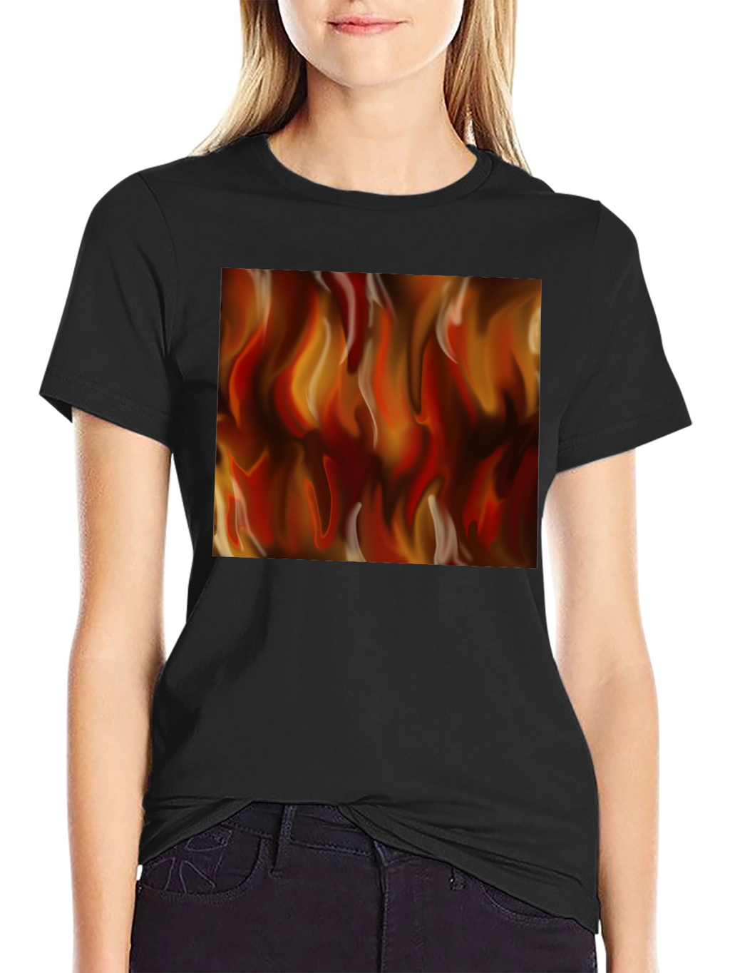 Fiery Flames Graphic Black T-Shirt