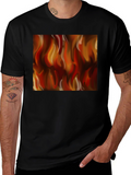 Fiery Flames Graphic Black T-Shirt