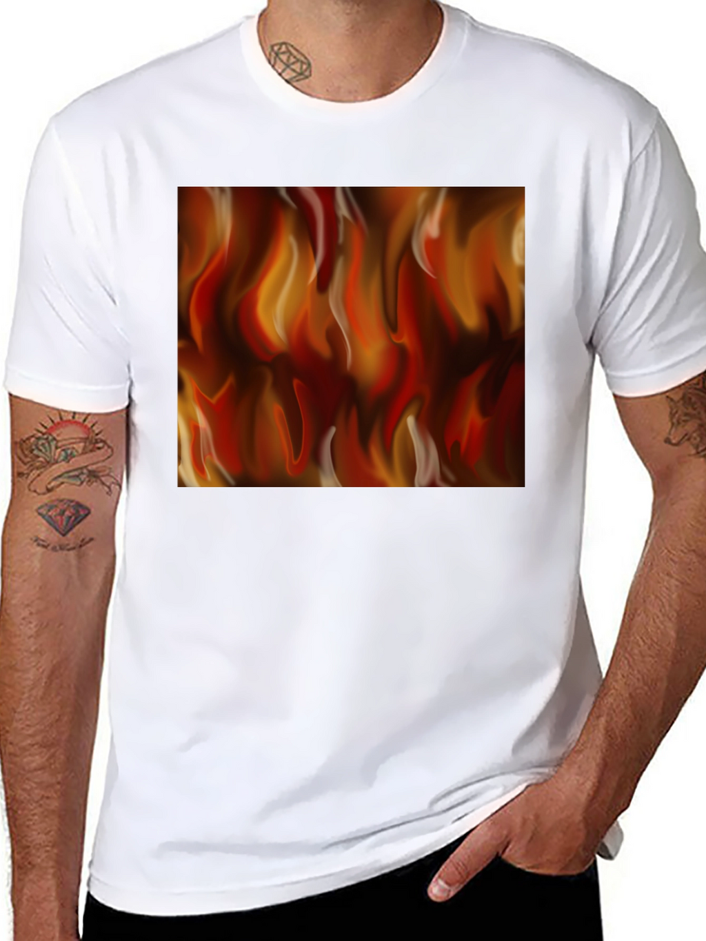 Fiery Flames Graphic Black T-Shirt