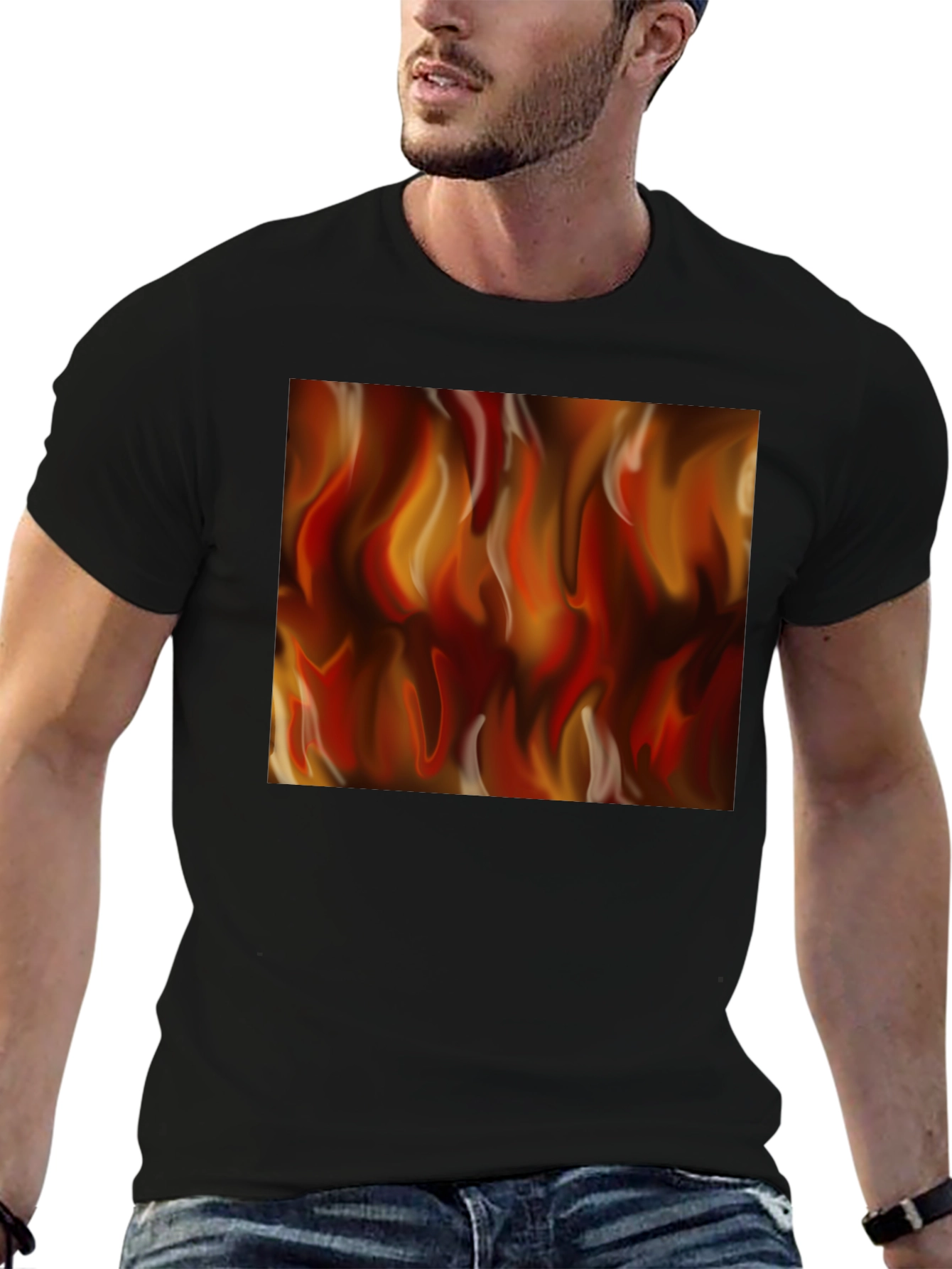 Fiery Flames Graphic Black T-Shirt