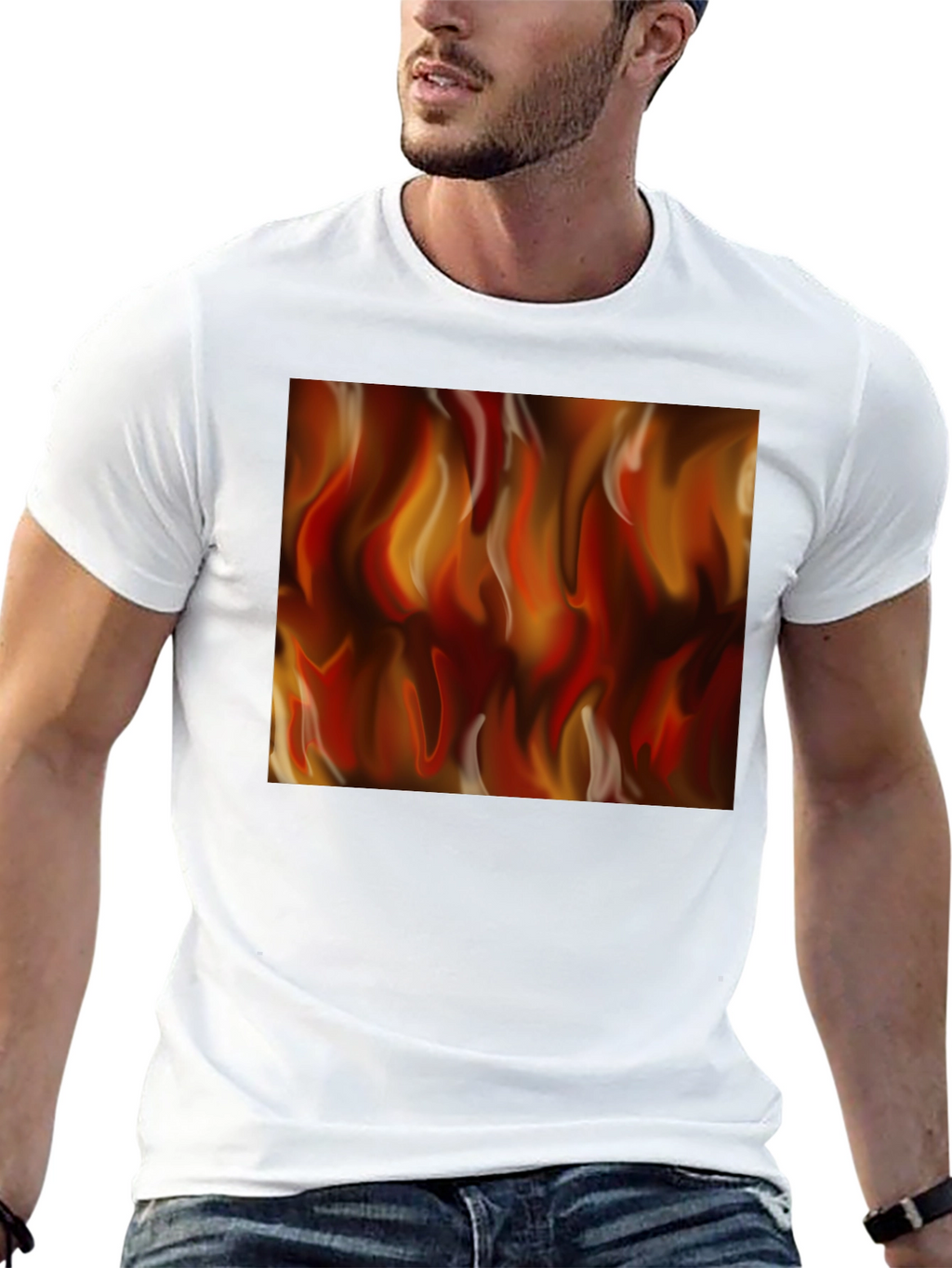 Fiery Flames Graphic Black T-Shirt