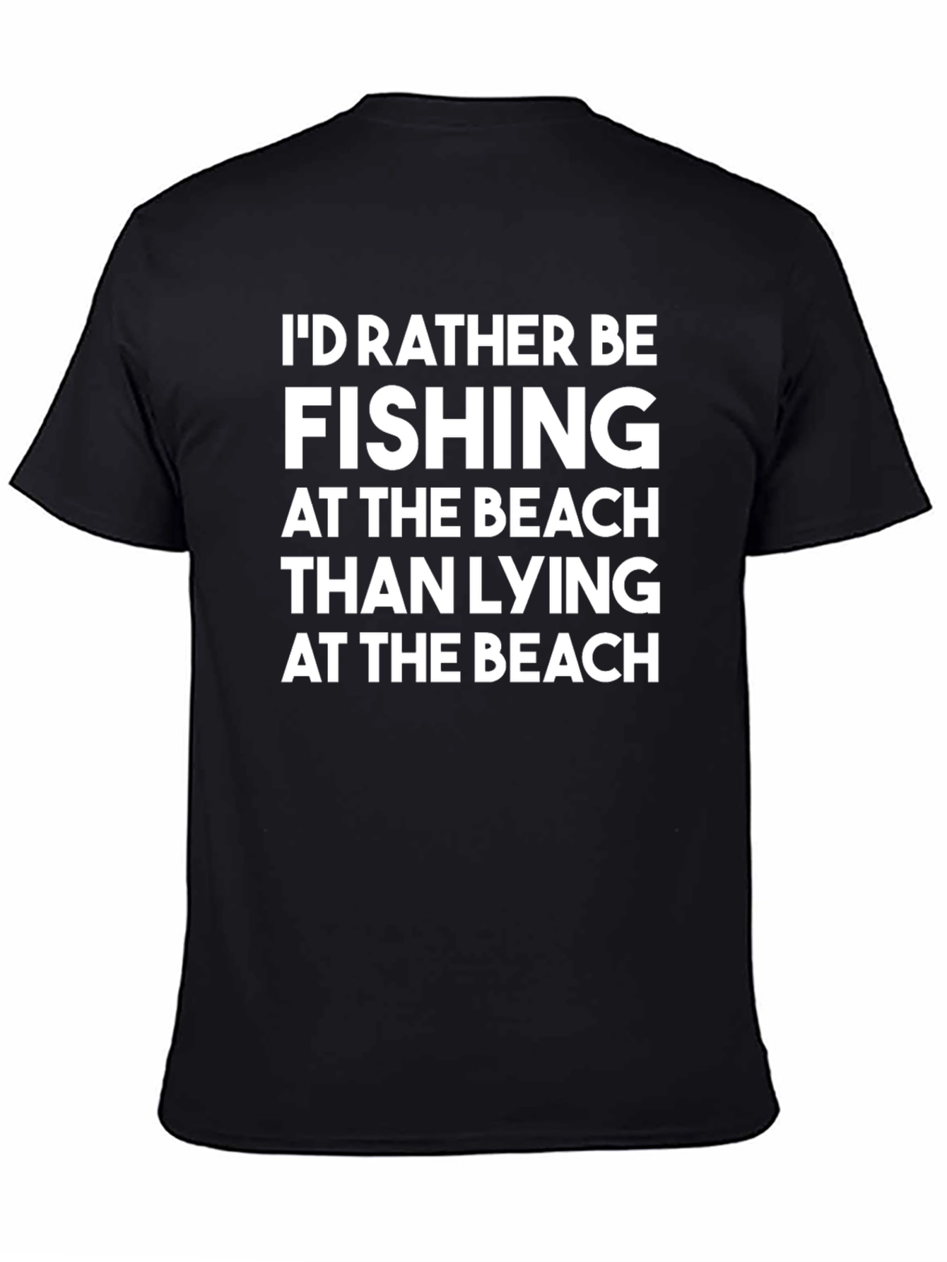 Fishing Over Beach T-Shirt - Mens Funny Graphic Tee