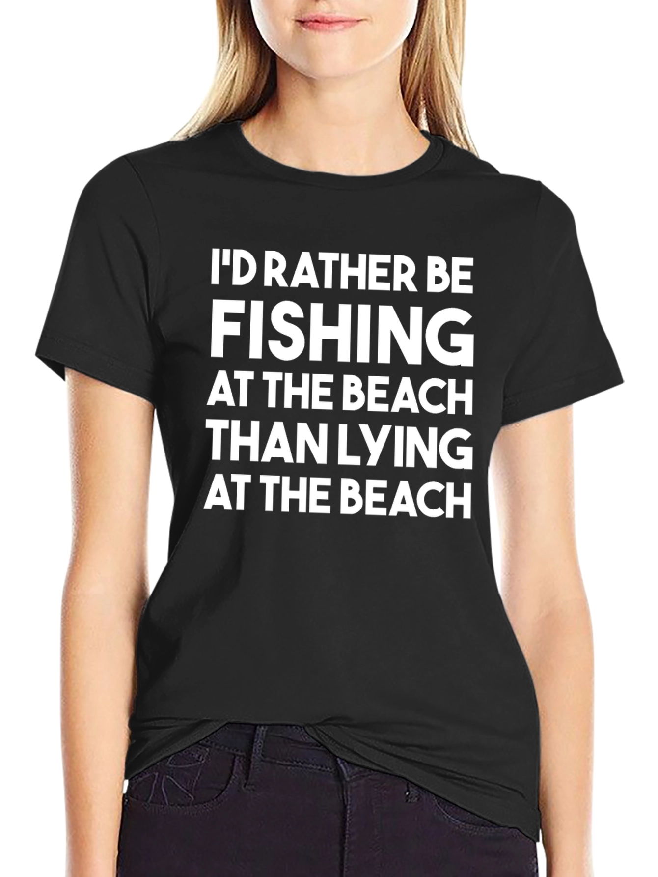 Fishing Over Beach T-Shirt - Mens Funny Graphic Tee