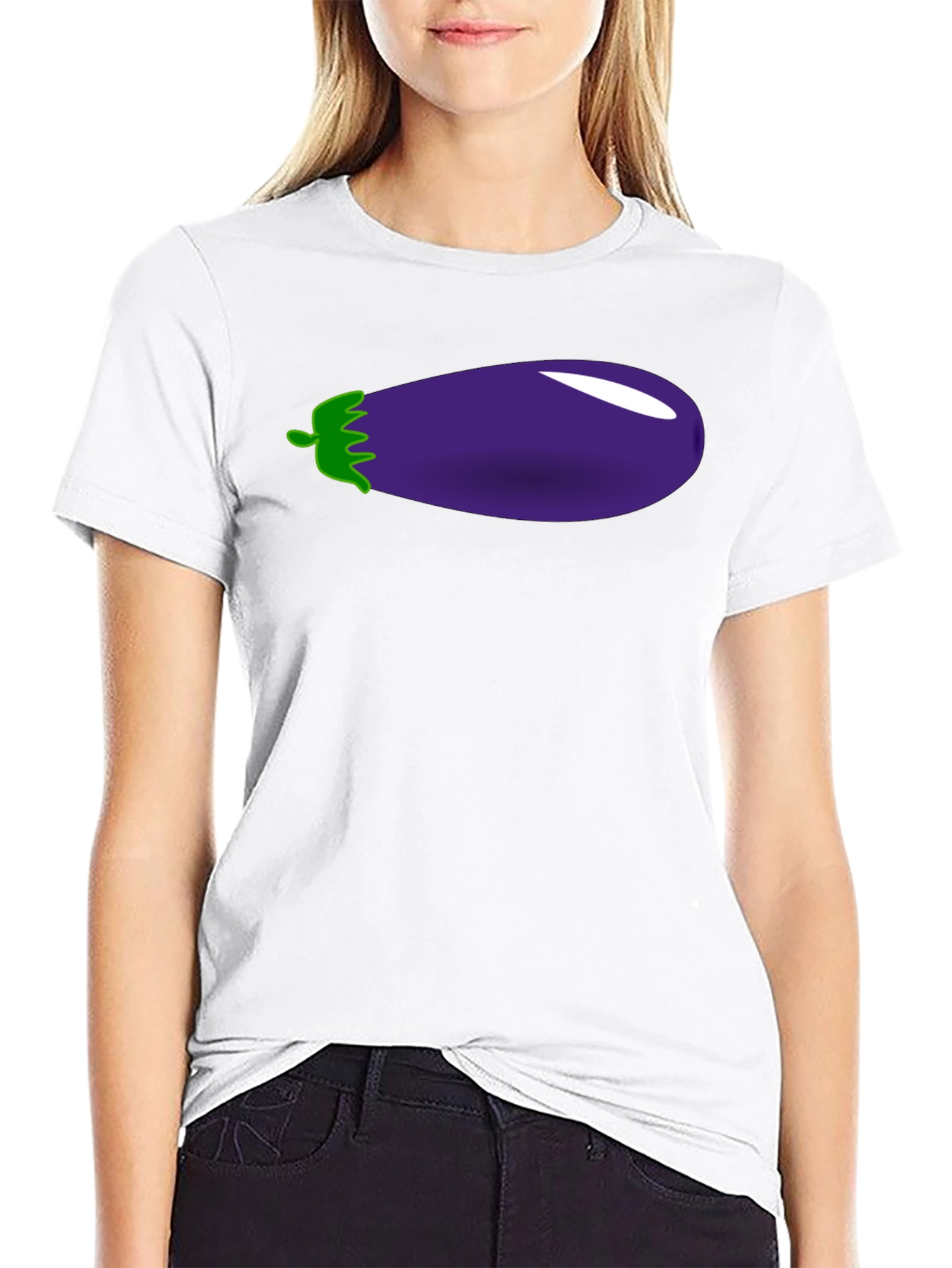 Eggplant Graphic Print Black T-Shirt