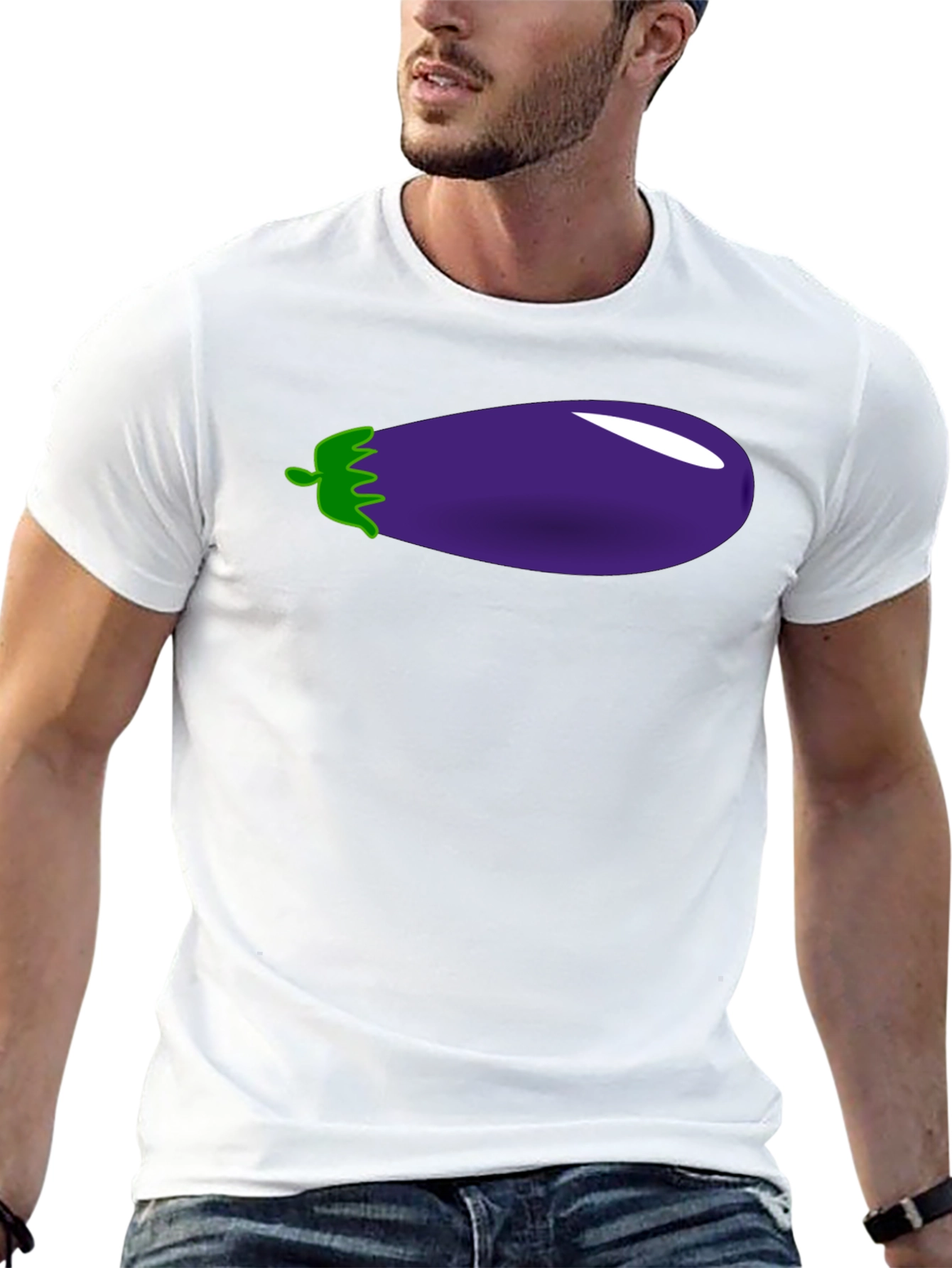 Eggplant Graphic Print Black T-Shirt