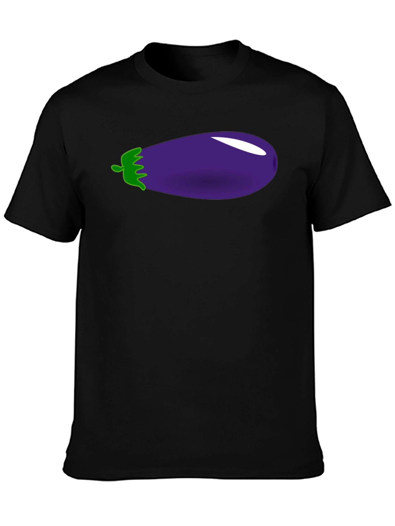 Eggplant Graphic Print Black T-Shirt