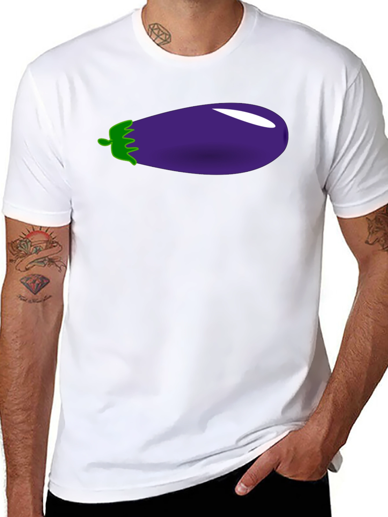 Eggplant Graphic Print Black T-Shirt