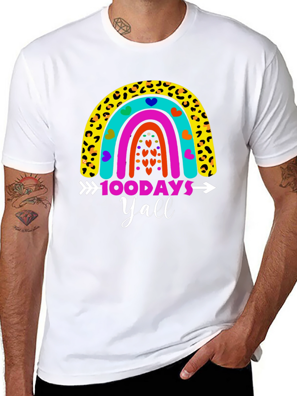 100 Days Yall Rainbow Graphic Tee