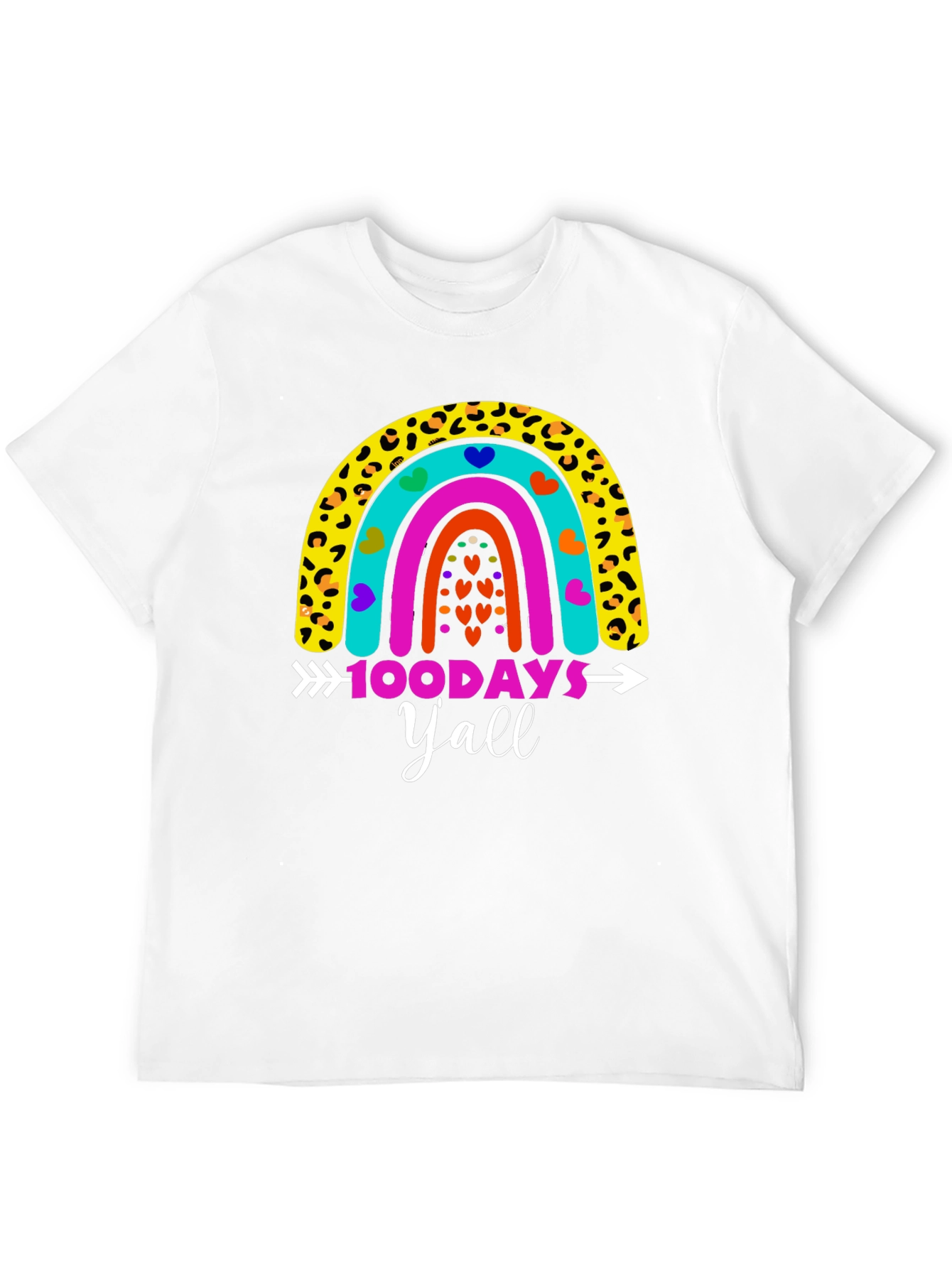 100 Days Yall Rainbow Graphic Tee