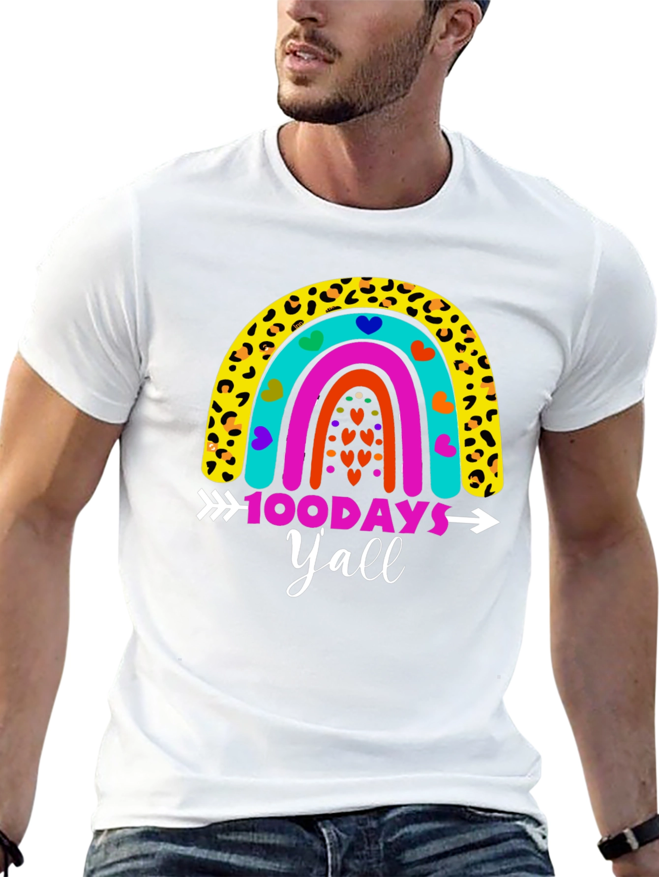 100 Days Yall Rainbow Graphic Tee