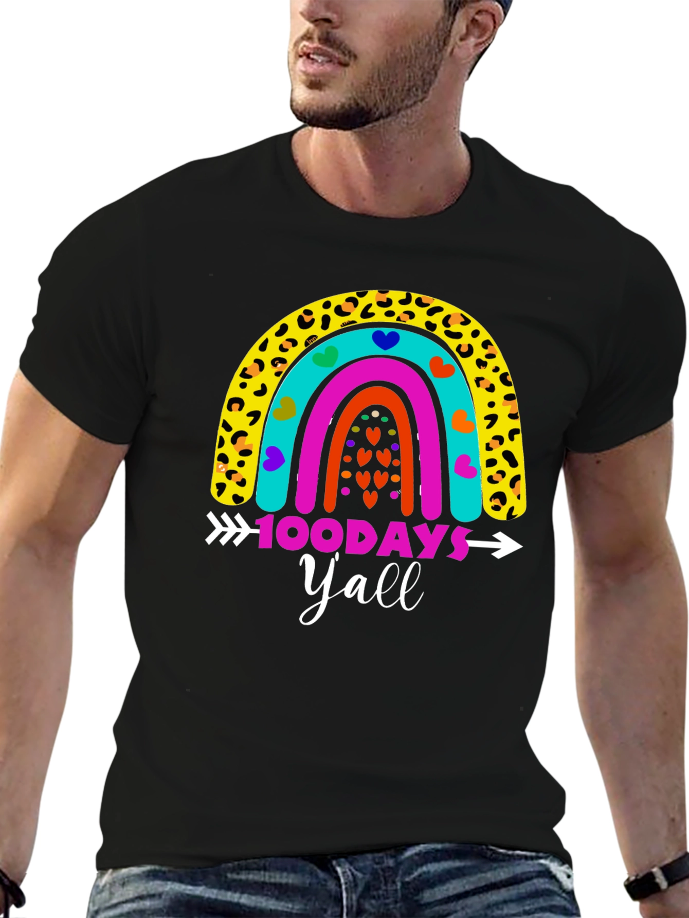 100 Days Yall Rainbow Graphic Tee