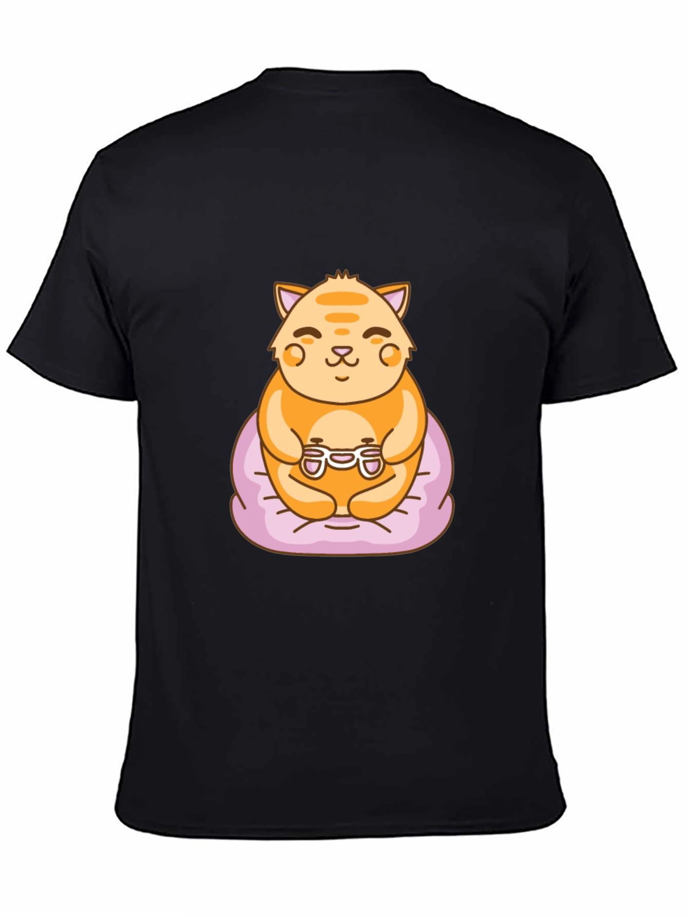 Gamer Cat Graphic Tee - Cute Cartoon T-Shirt