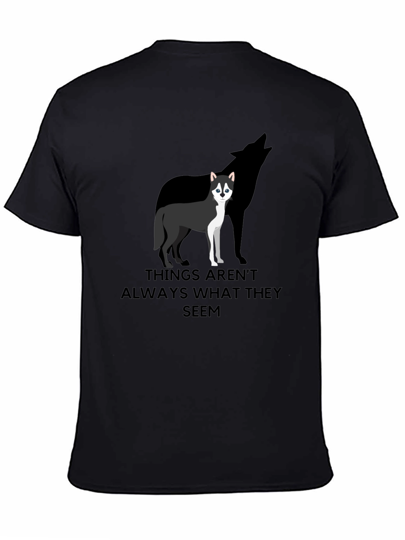 Husky Wolf Silhouette Graphic T-Shirt