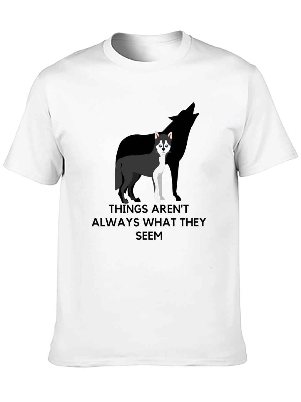 Husky Wolf Silhouette Graphic T-Shirt