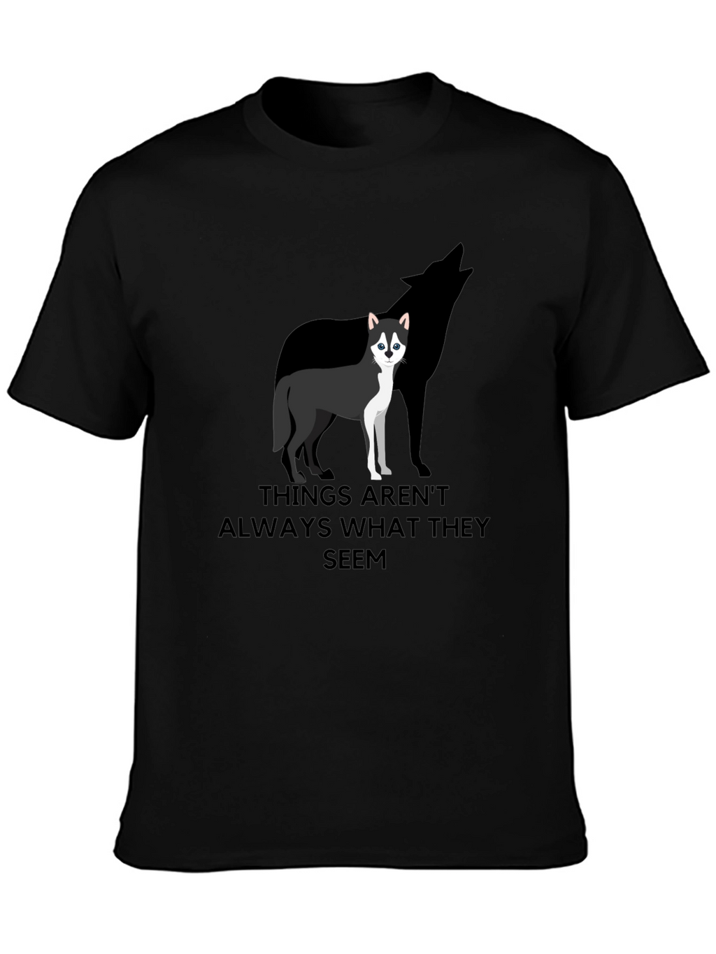 Husky Wolf Silhouette Graphic T-Shirt