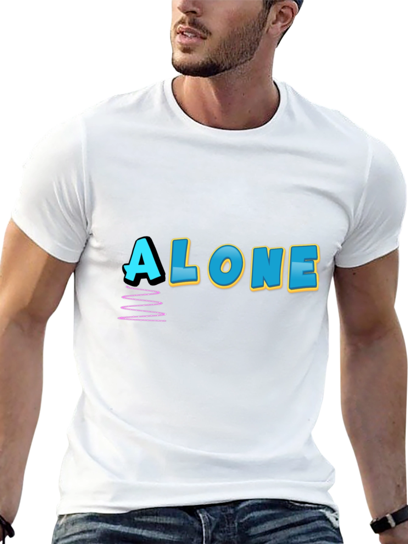 Alone Graphic Print Black T-Shirt