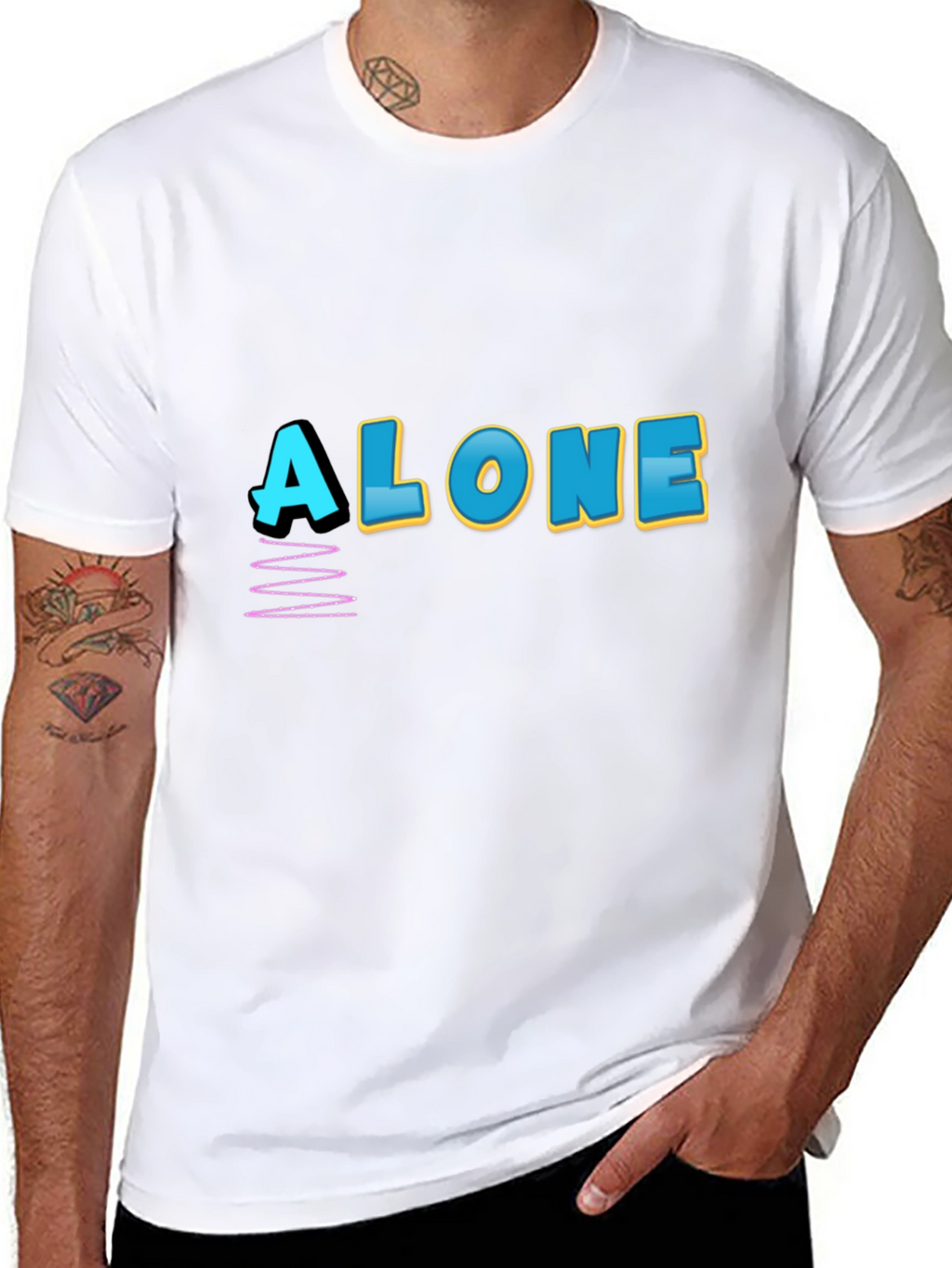 Alone Graphic Print Black T-Shirt