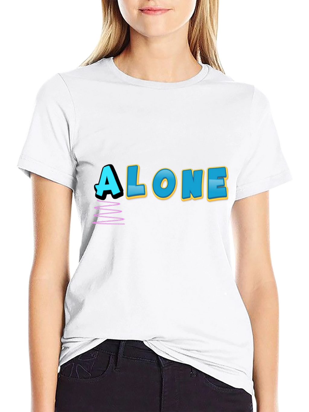 Alone Graphic Print Black T-Shirt
