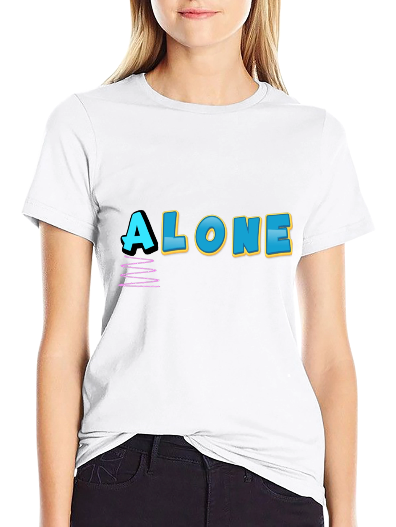 Alone Graphic Print Black T-Shirt