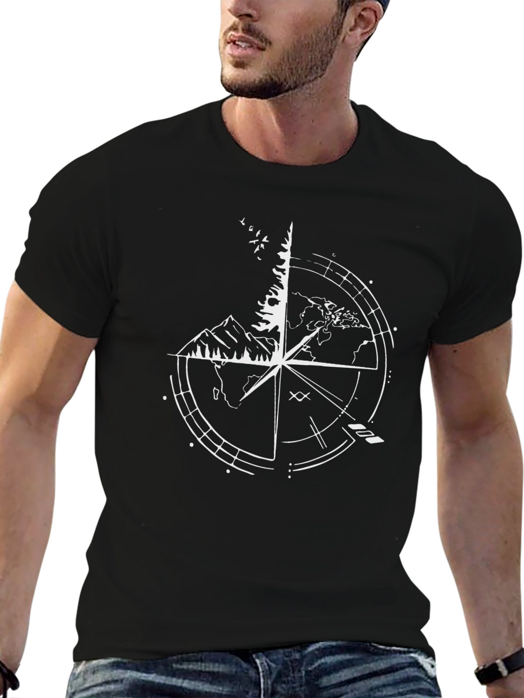 Compass Graphic Black T-Shirt - Adventure Ready