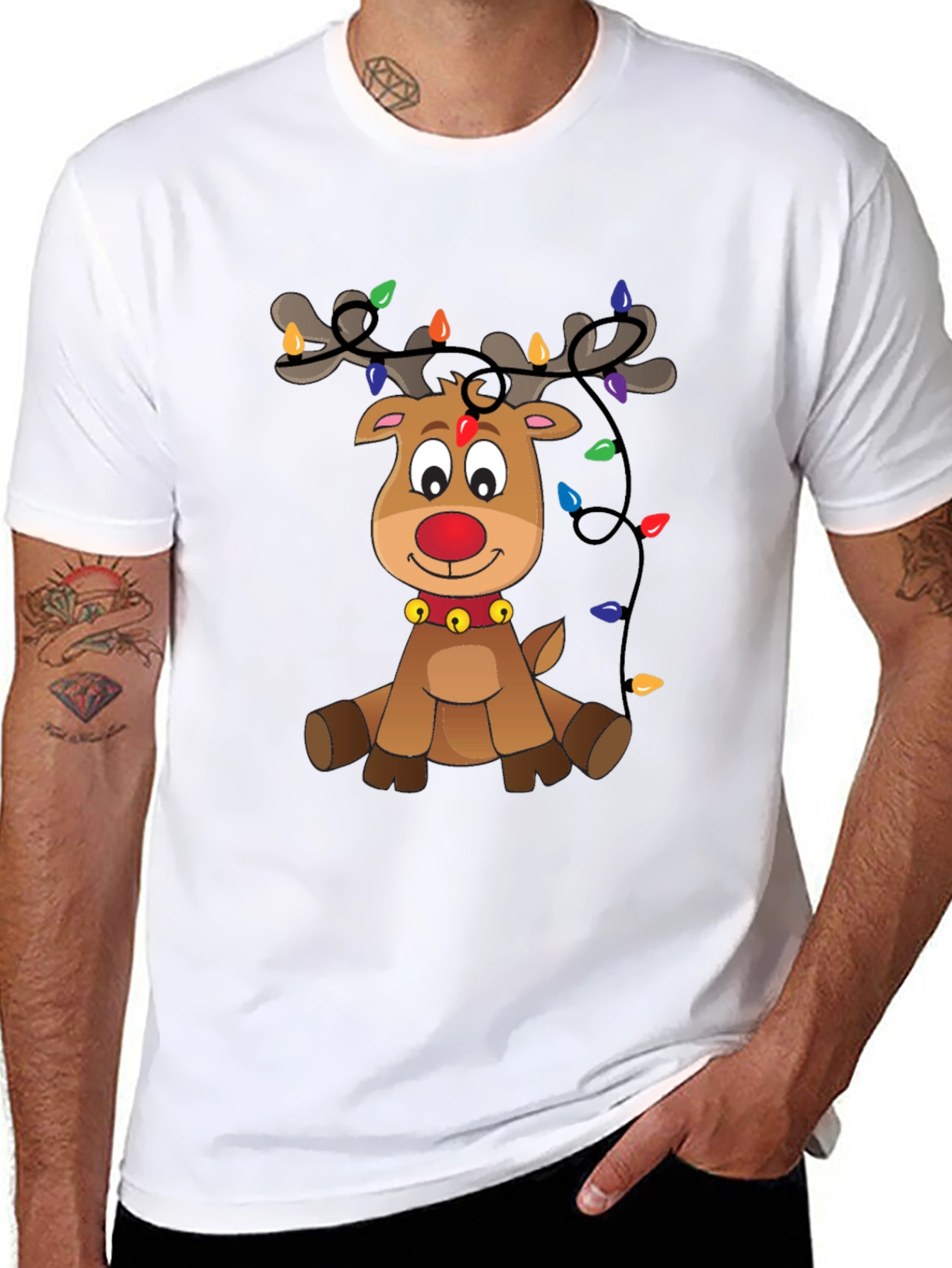 Festive Reindeer Graphic Tee - Holiday Cheer