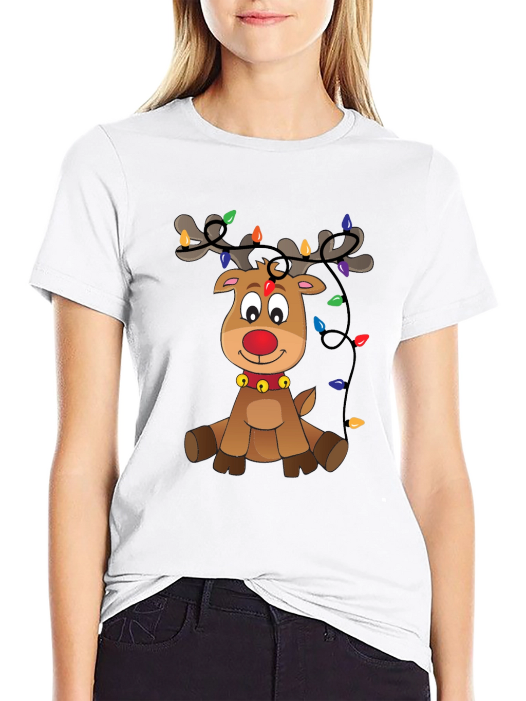Festive Reindeer Graphic Tee - Holiday Cheer