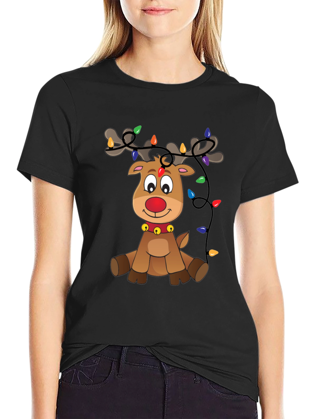 Festive Reindeer Graphic Tee - Holiday Cheer