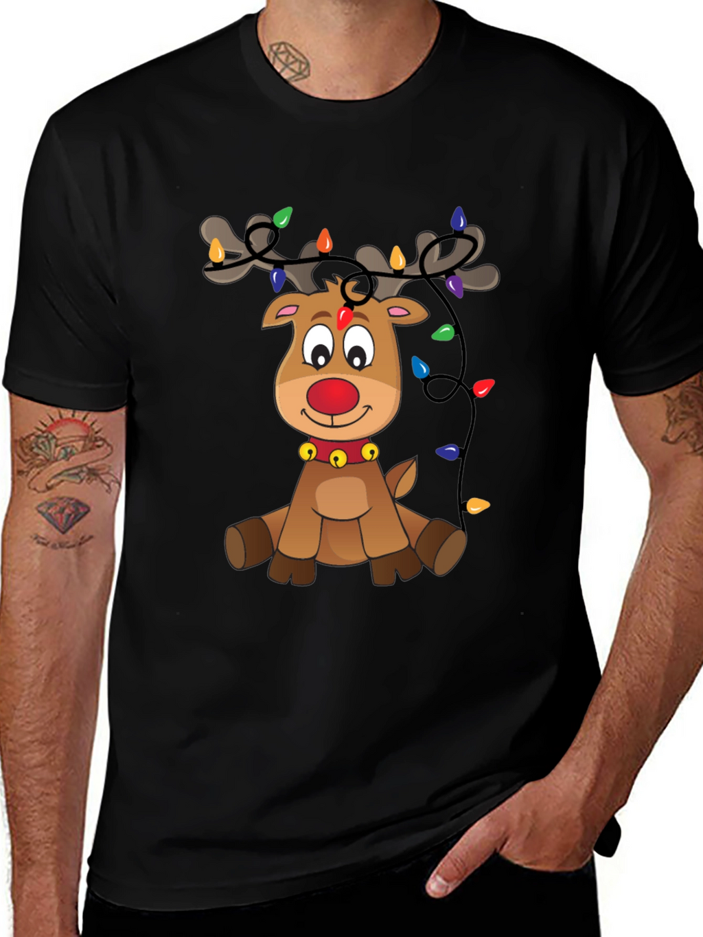 Festive Reindeer Graphic Tee - Holiday Cheer