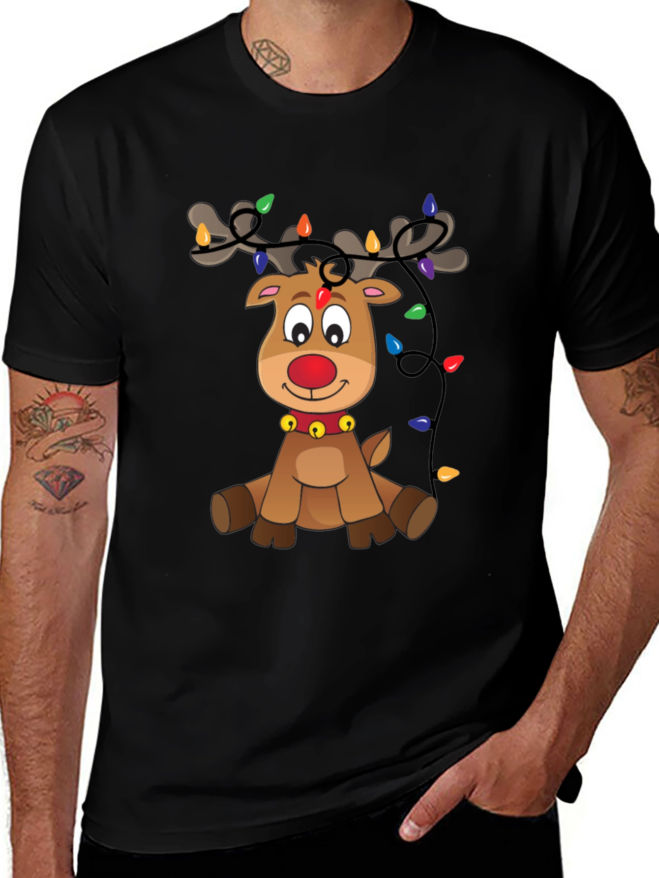 Festive Reindeer Graphic Tee - Holiday Cheer