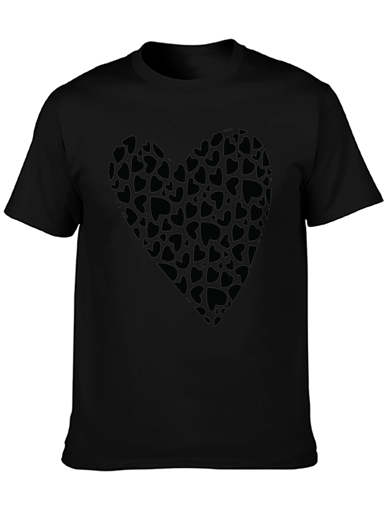 Heart Print Black T-Shirt for Men