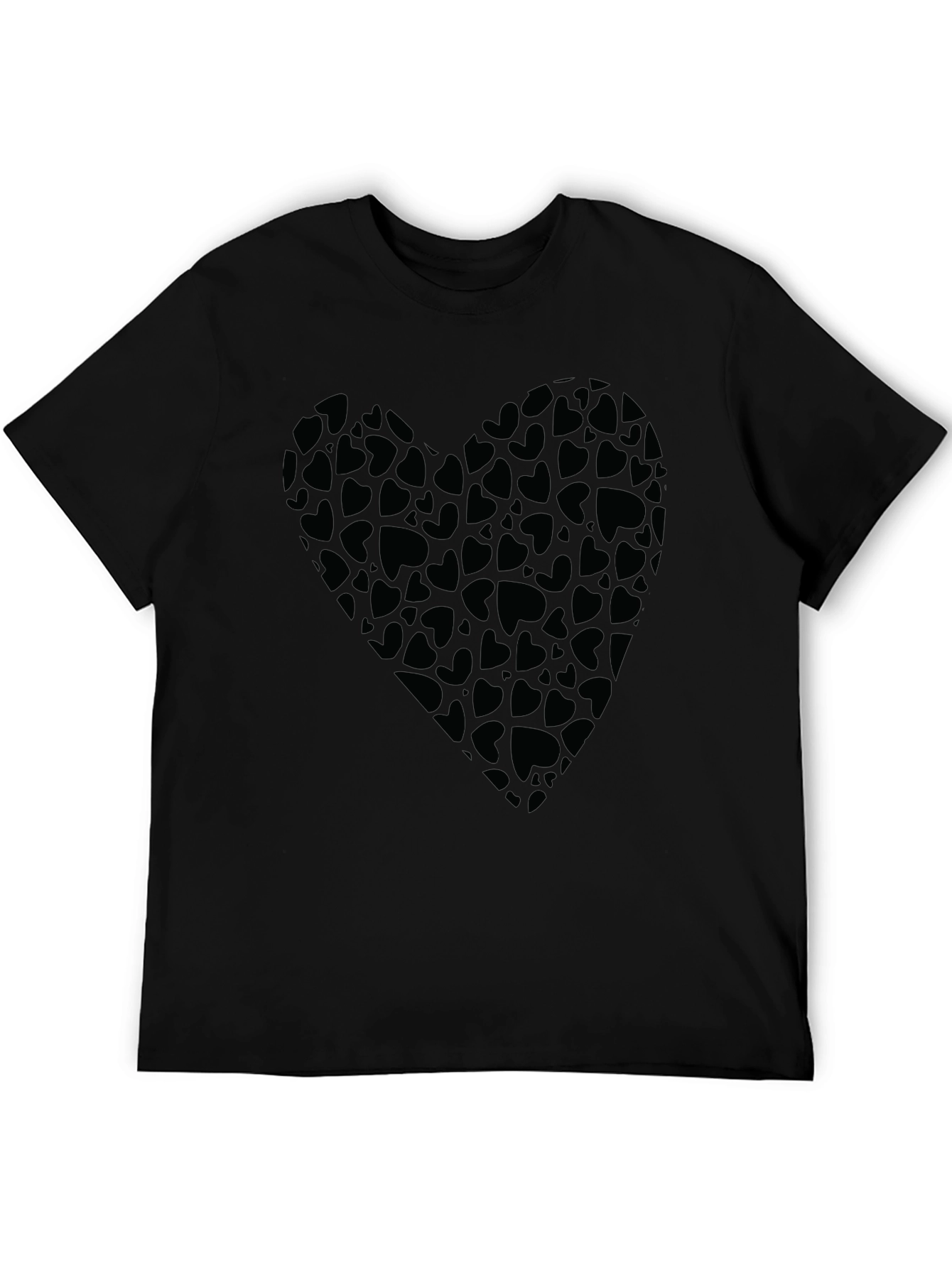 Heart Print Black T-Shirt for Men