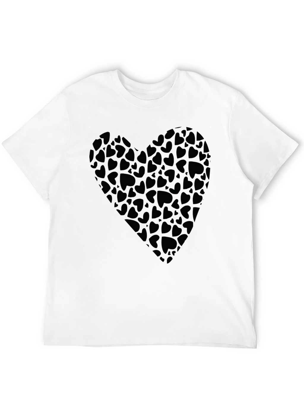 Heart Print Black T-Shirt for Men
