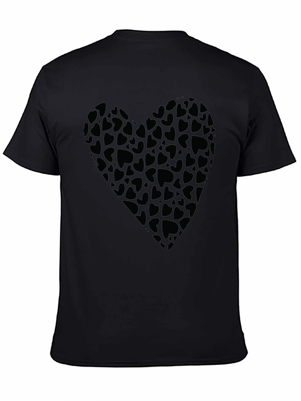 Heart Print Black T-Shirt for Men