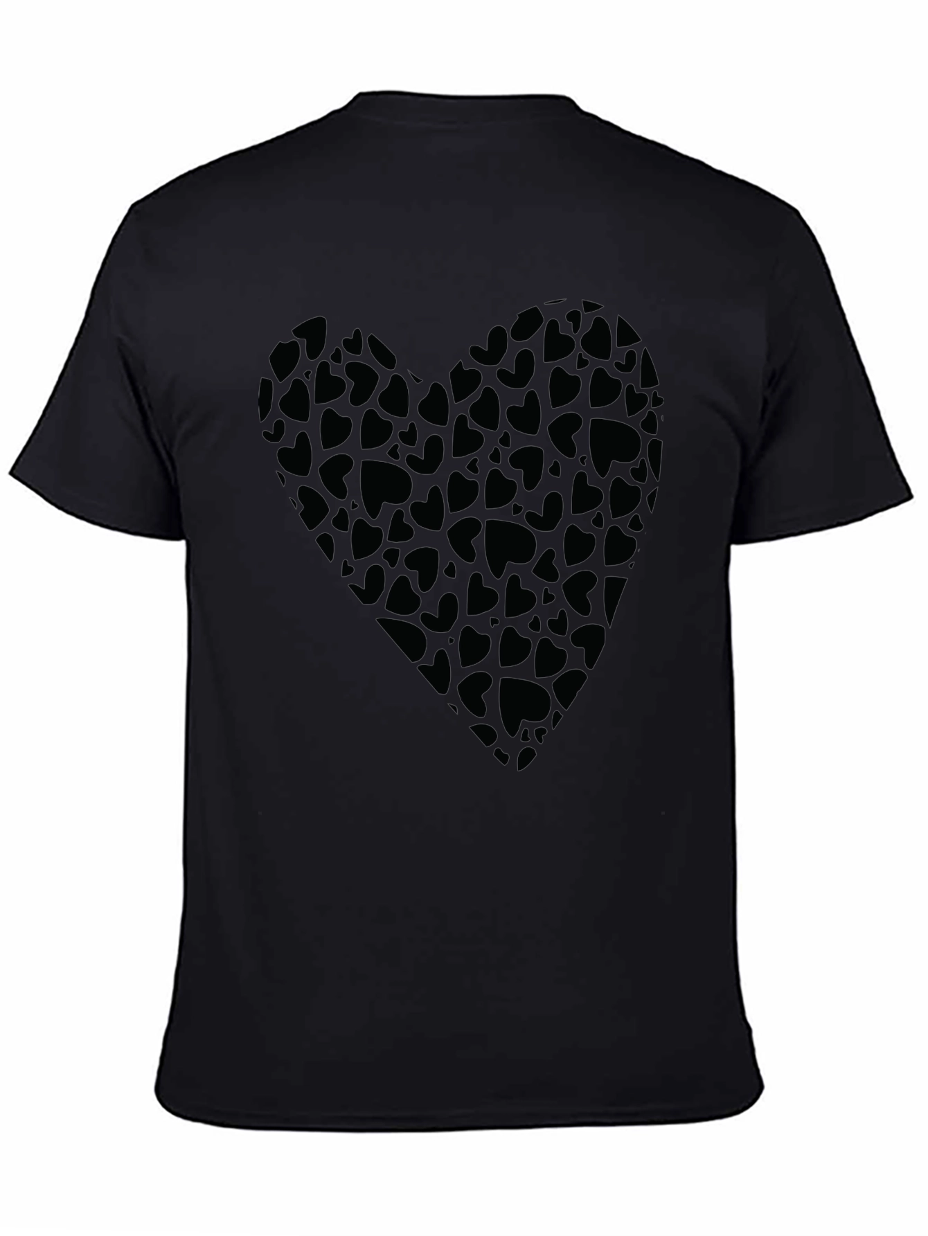 Heart Print Black T-Shirt for Men