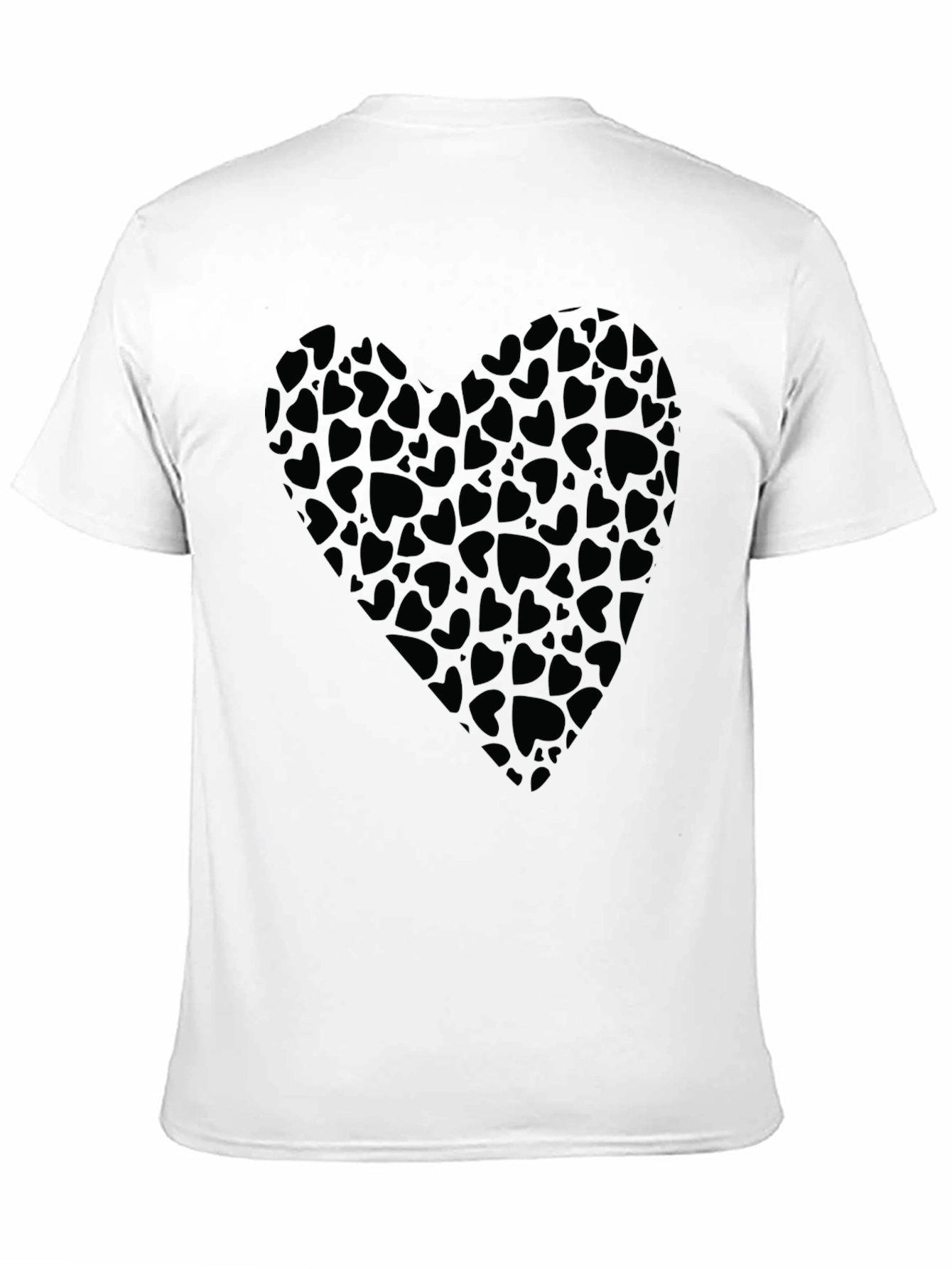 Heart Print Black T-Shirt for Men