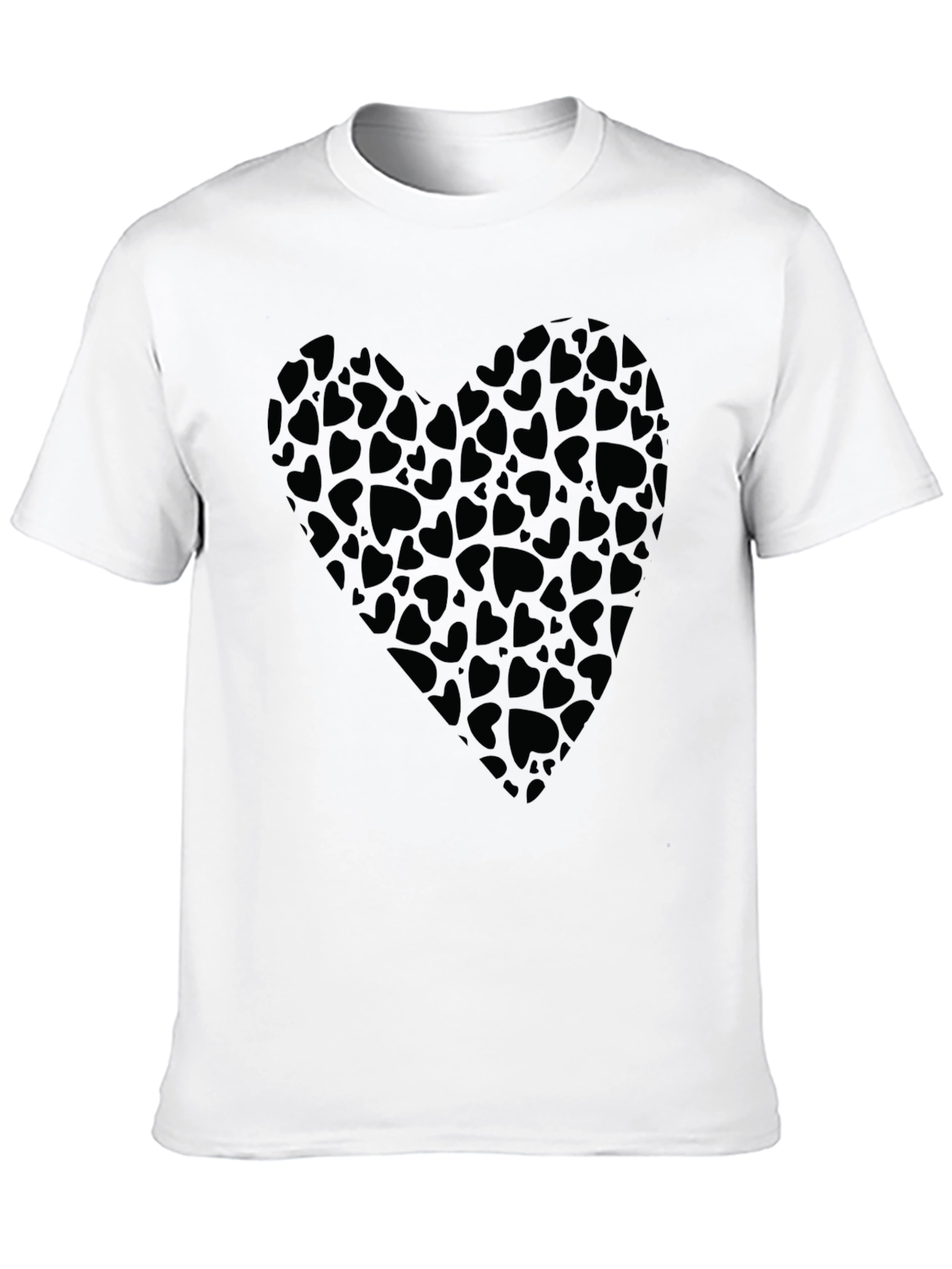Heart Print Black T-Shirt for Men