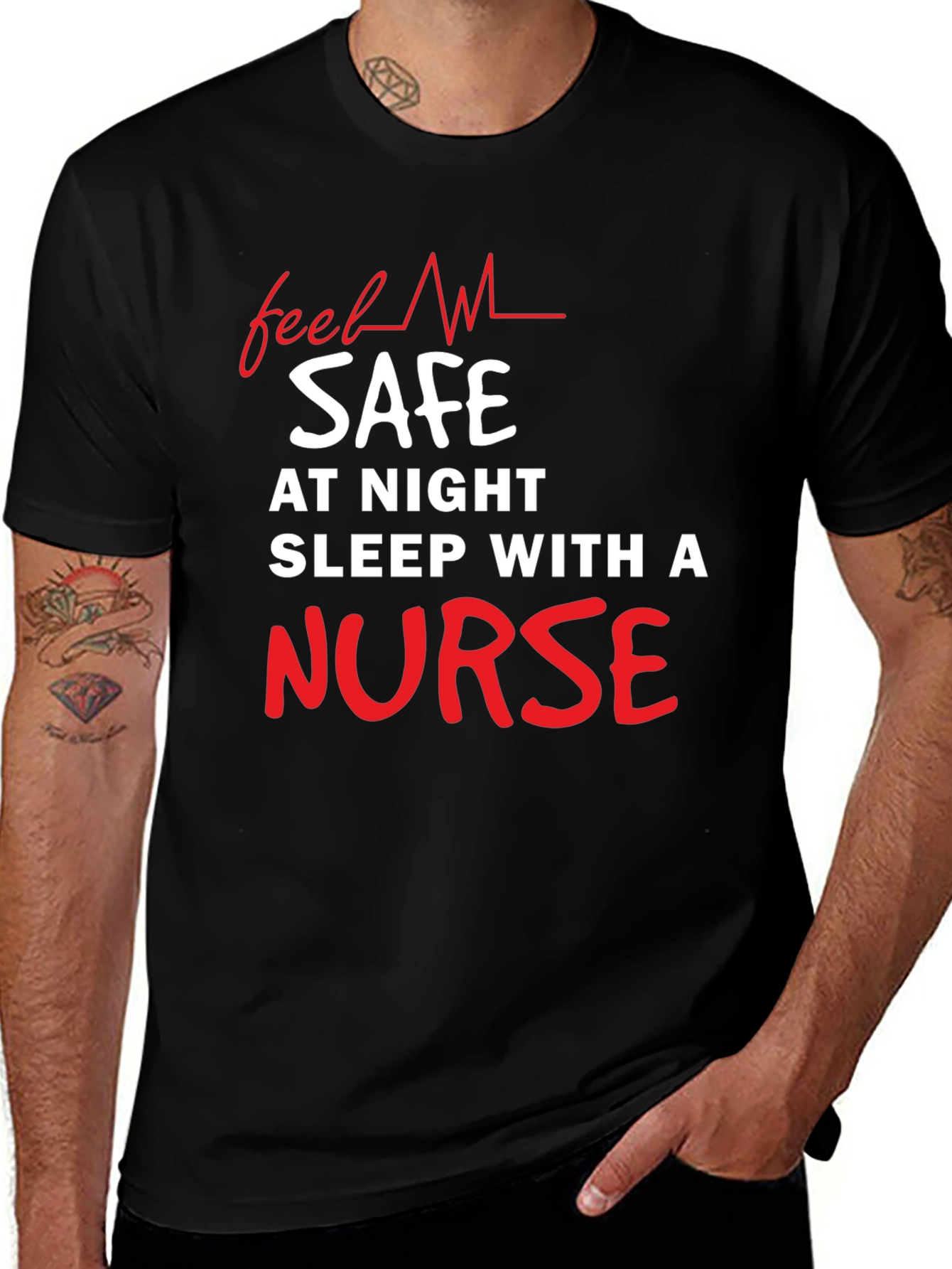 Funny Nurse T-Shirt - Feel Safe At Night