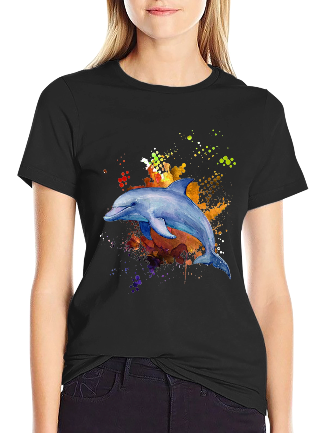 Dolphin Watercolor Graphic Tee - Stylish Mens T-Shirt