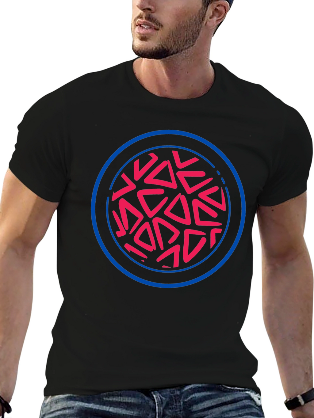 Abstract Circle Graphic Tee - Black