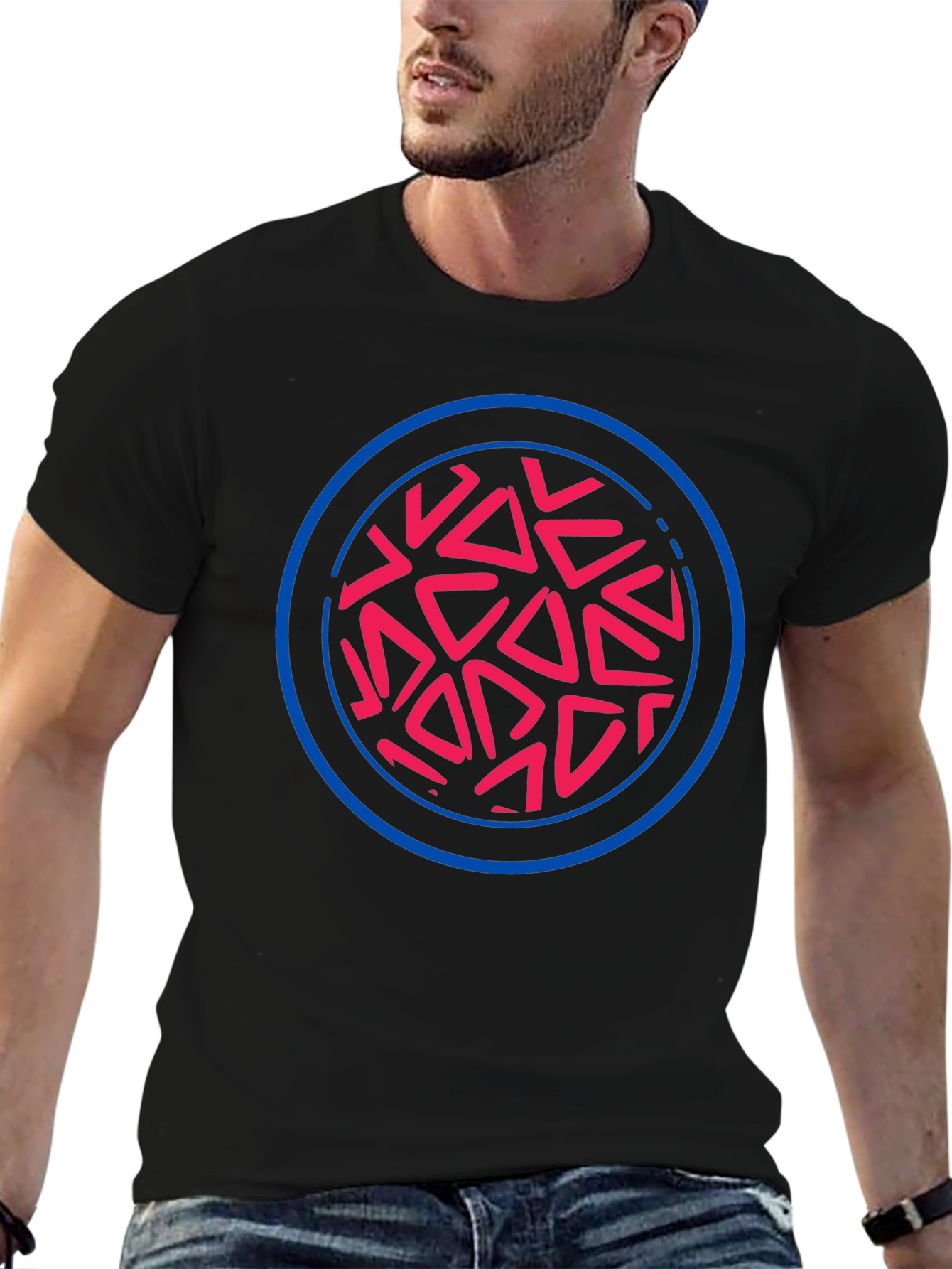 Abstract Circle Graphic Tee - Black