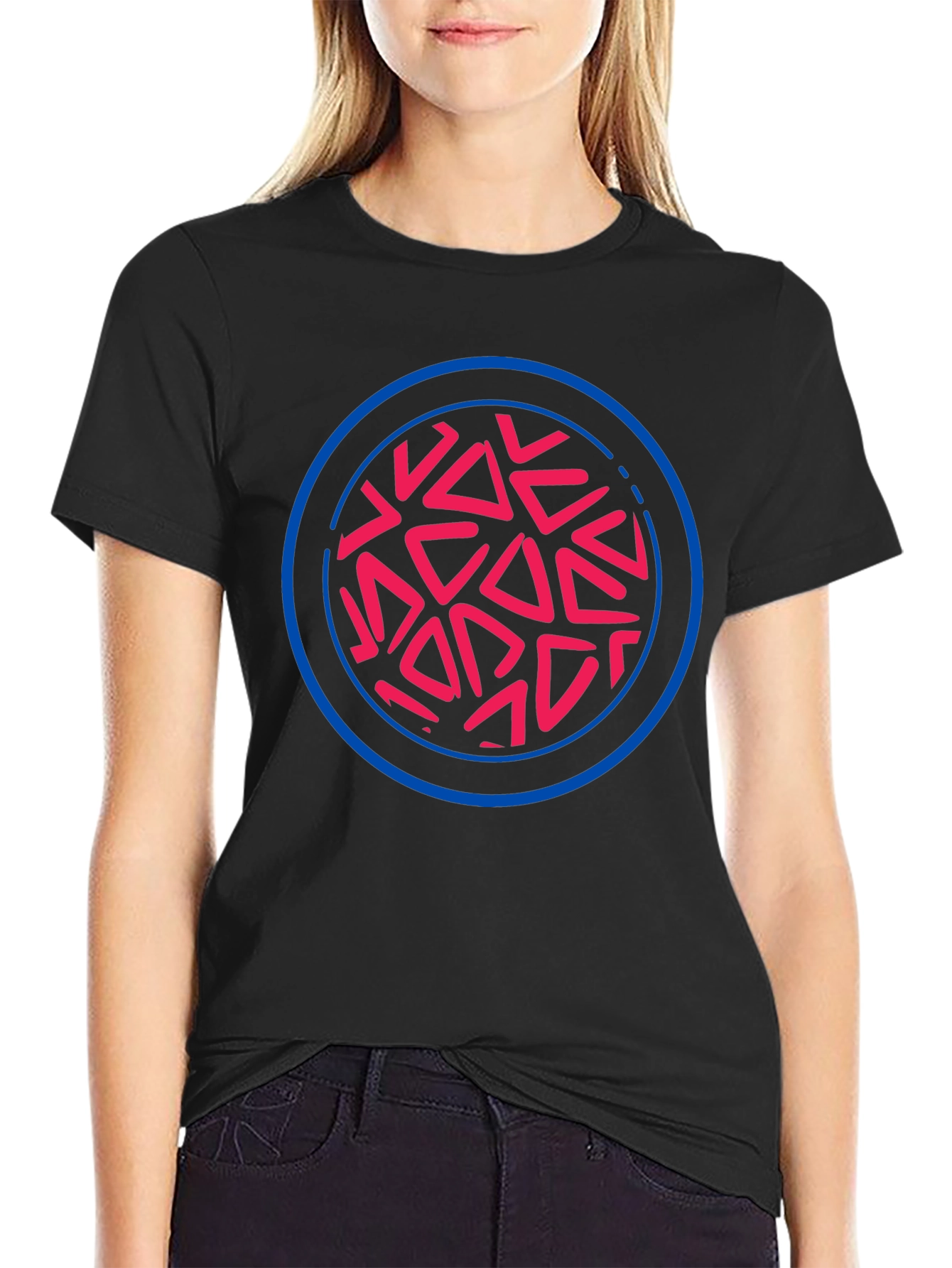 Abstract Circle Graphic Tee - Black