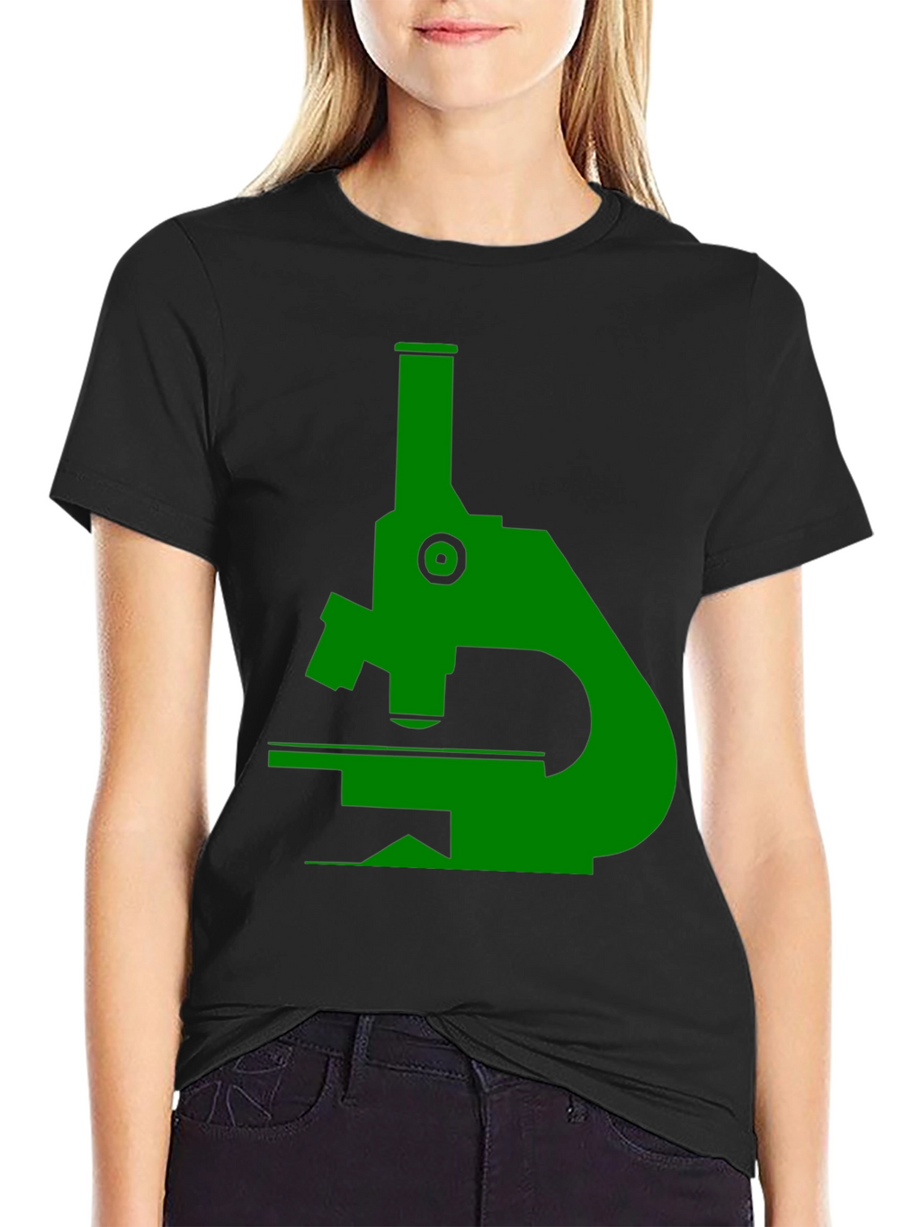 Green Microscope Graphic Black T-Shirt