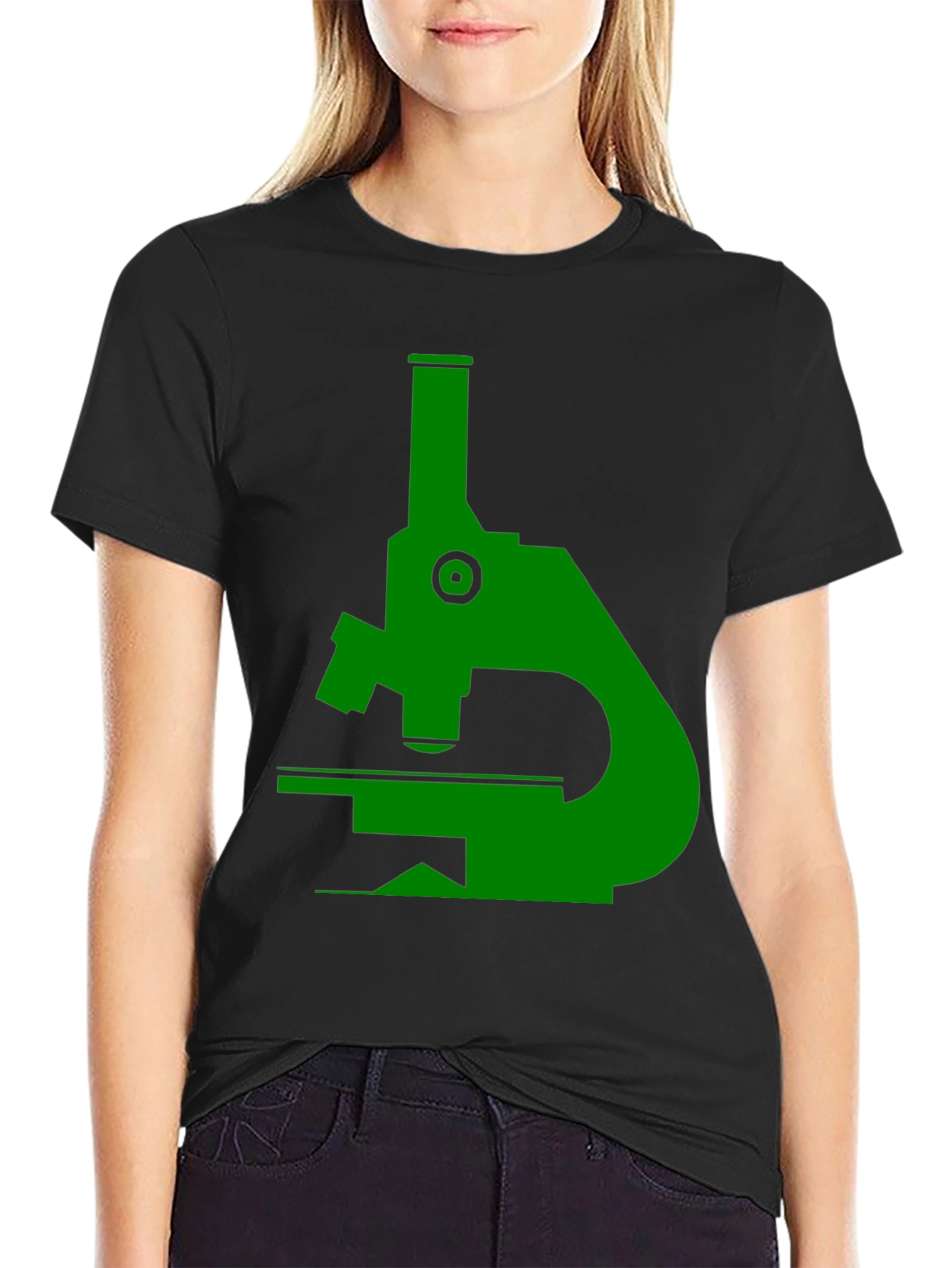 Green Microscope Graphic Black T-Shirt