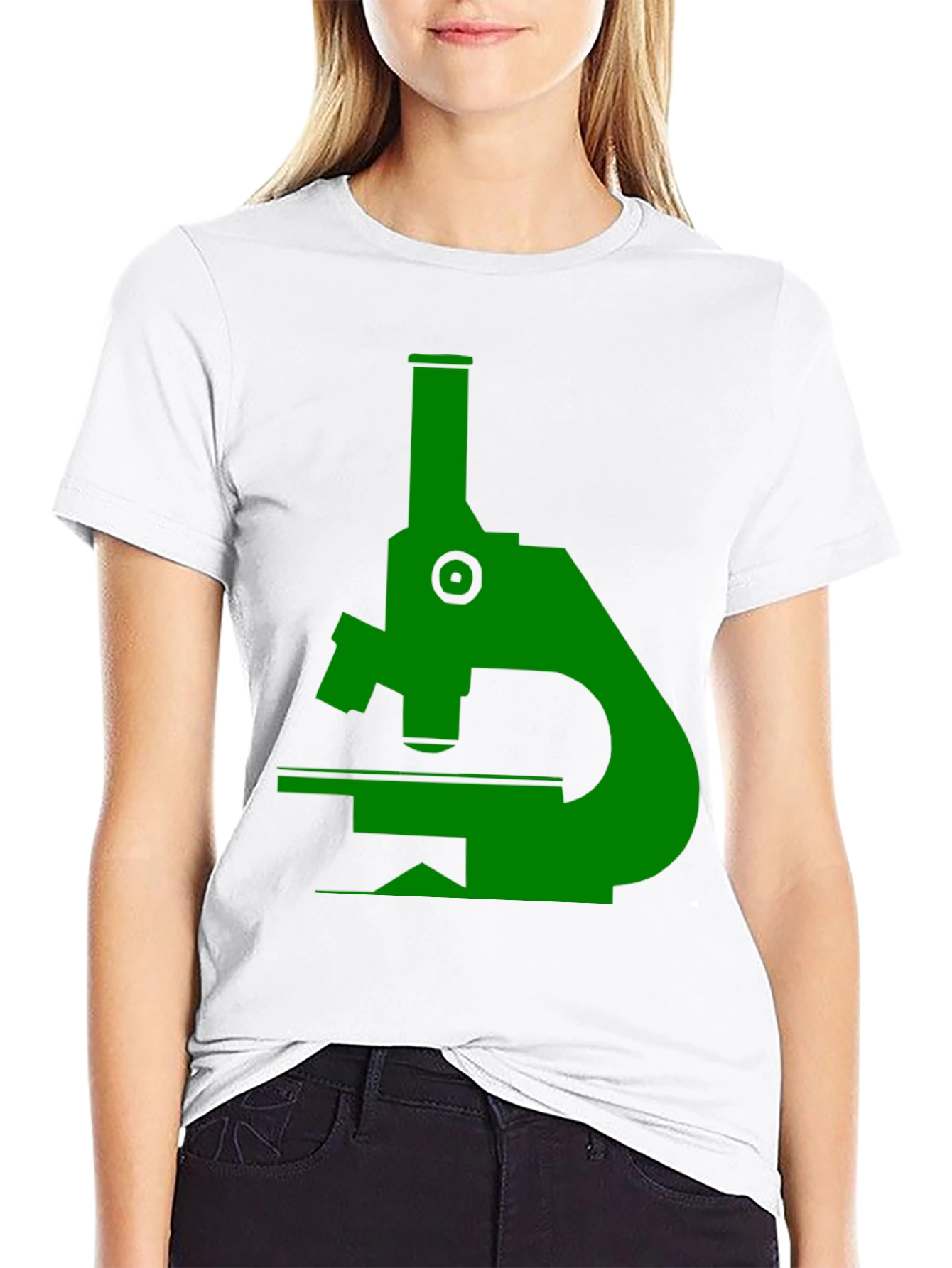 Green Microscope Graphic Black T-Shirt