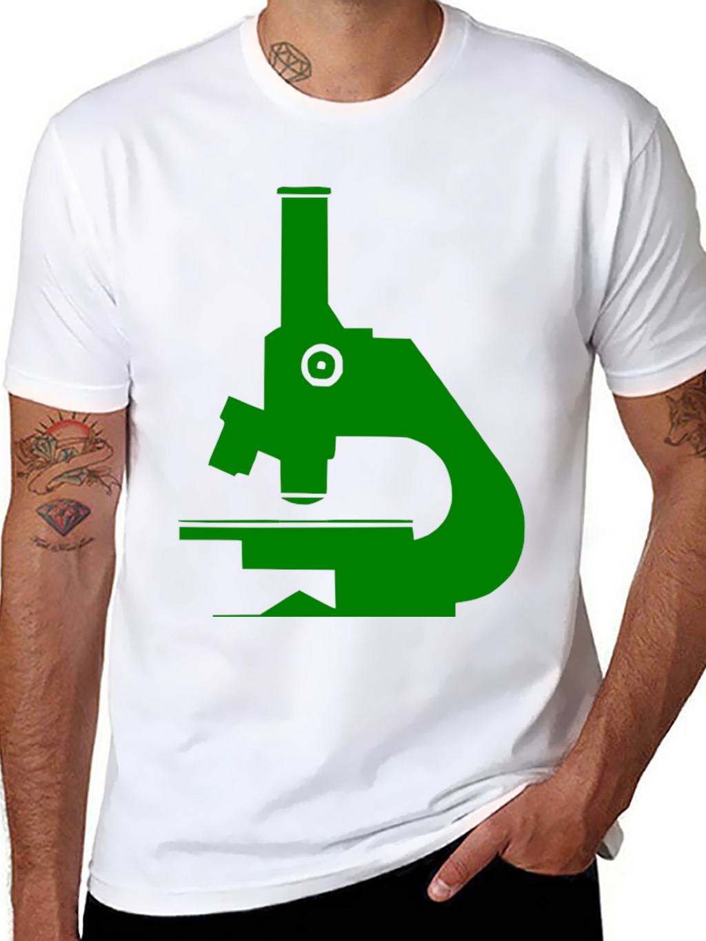 Green Microscope Graphic Black T-Shirt