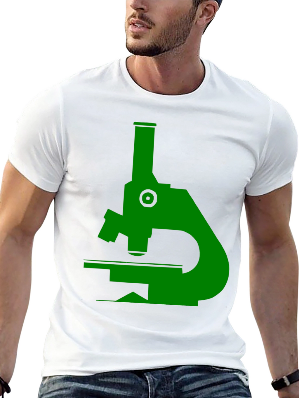 Green Microscope Graphic Black T-Shirt