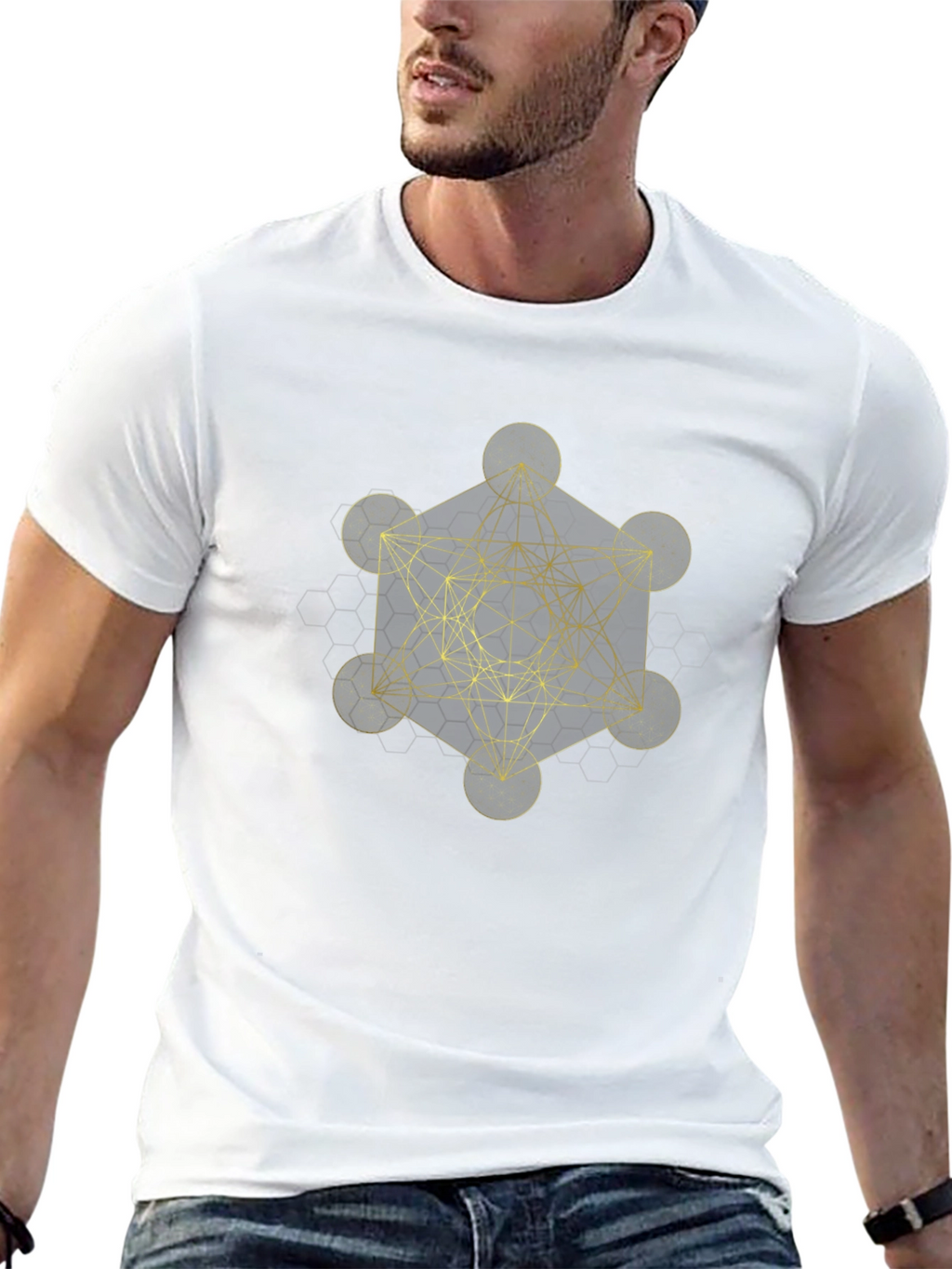 Geometric Graphic Tee - Metatrons Cube Design