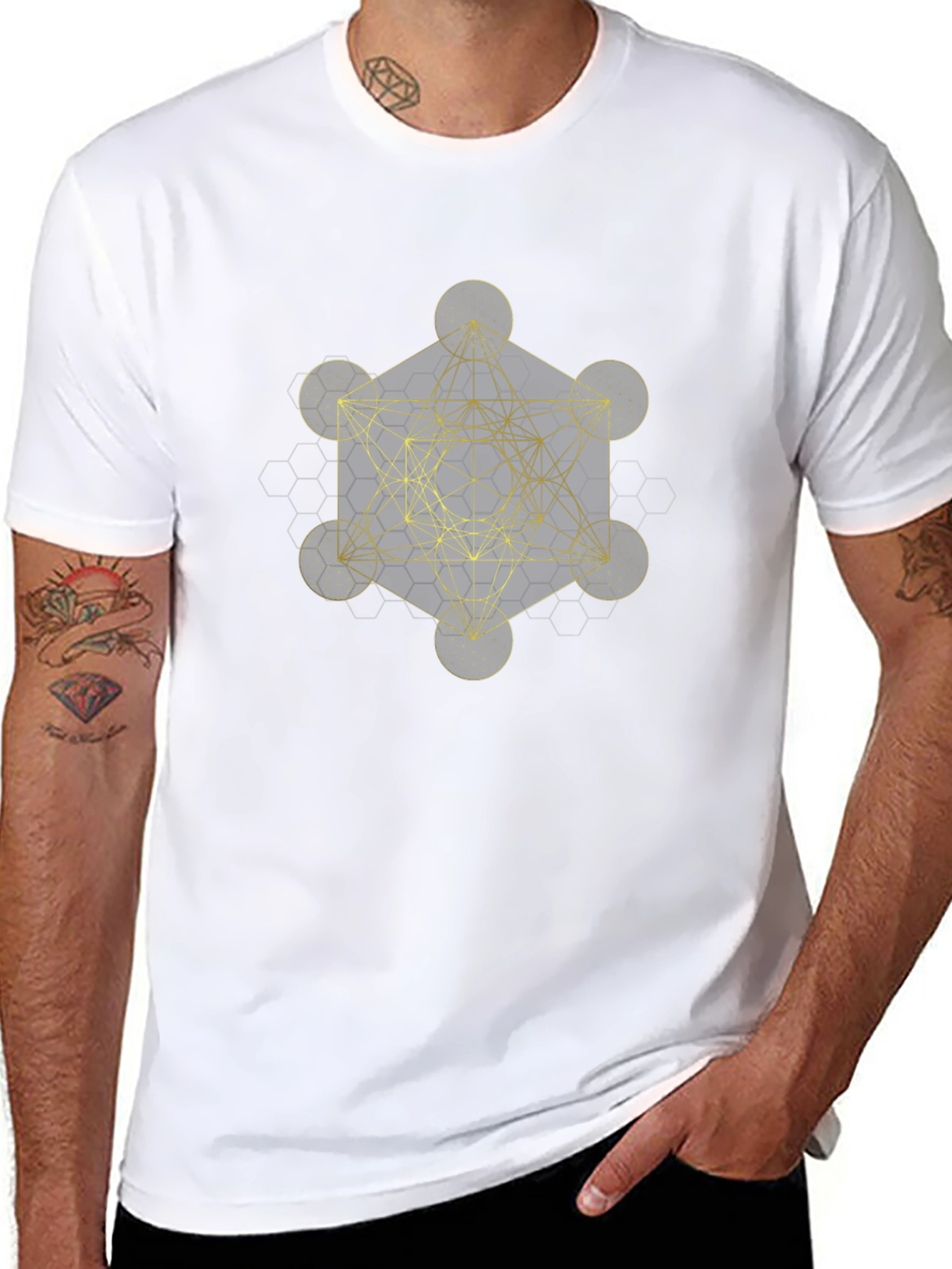 Geometric Graphic Tee - Metatrons Cube Design