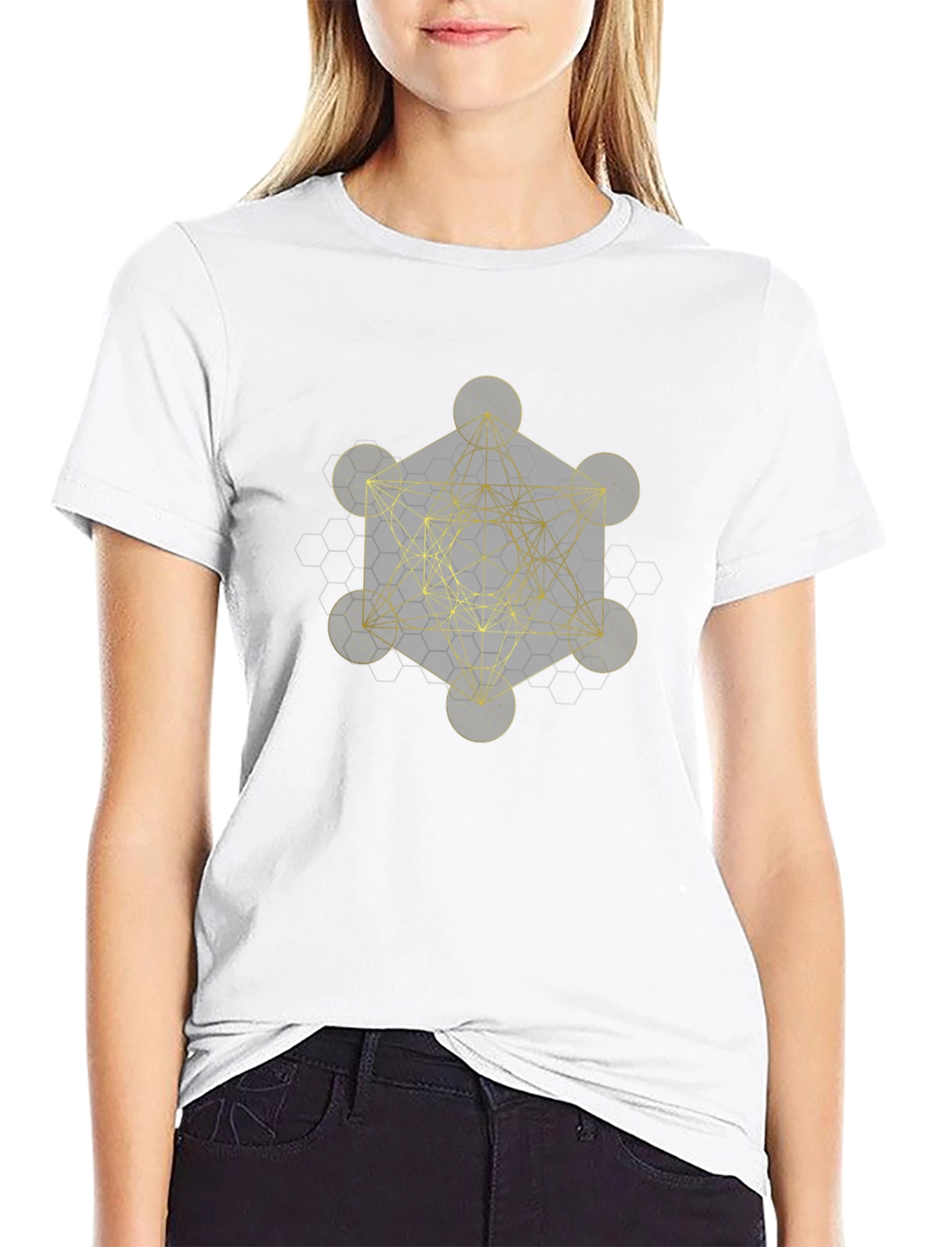 Geometric Graphic Tee - Metatrons Cube Design